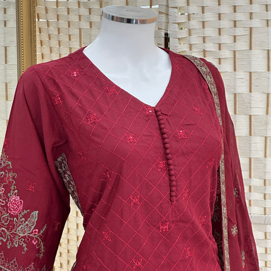 Premium Cotton Embroidered Suit