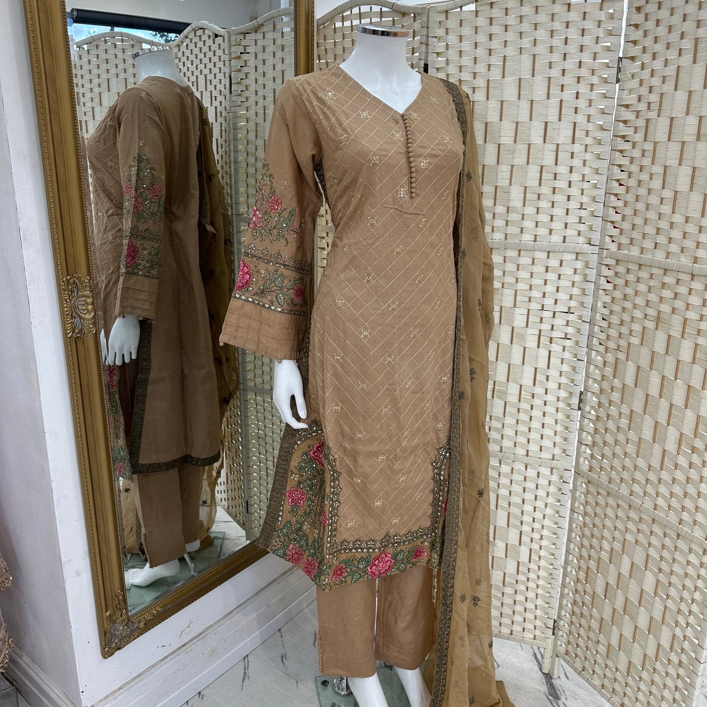 Premium Cotton Embroidered Suit