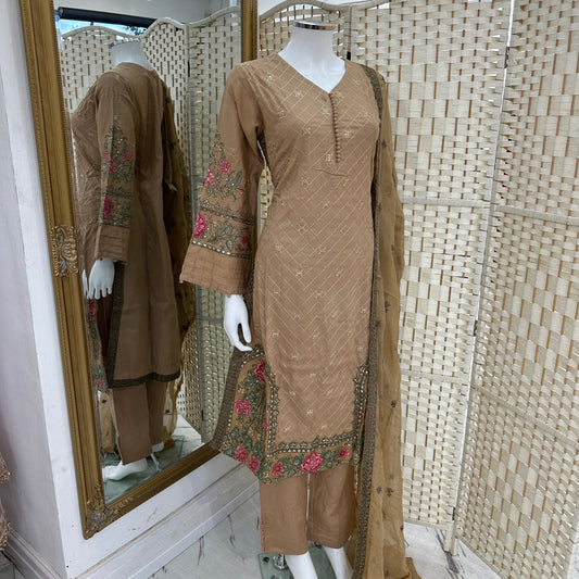 Premium Cotton Embroidered Suit