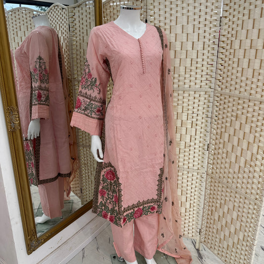 Premium Cotton Embroidered Suit