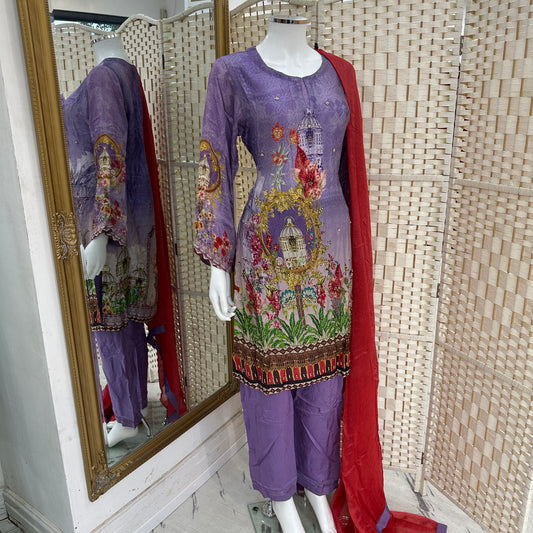 Luxury Silky Viscose Suit - Three piece