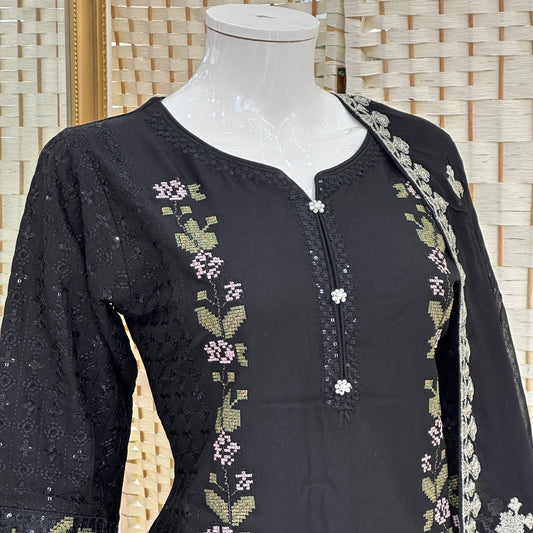 Luxury Marina Cotton Embroidered Suit