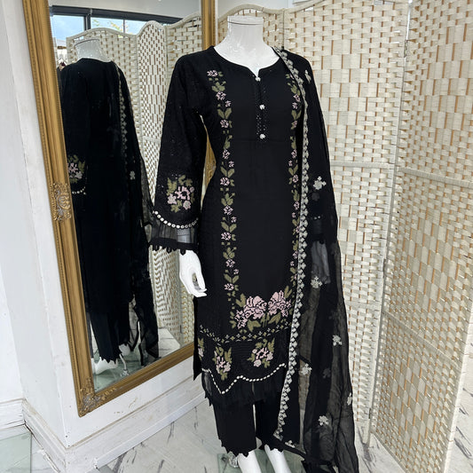 Luxury Marina Cotton Embroidered Suit