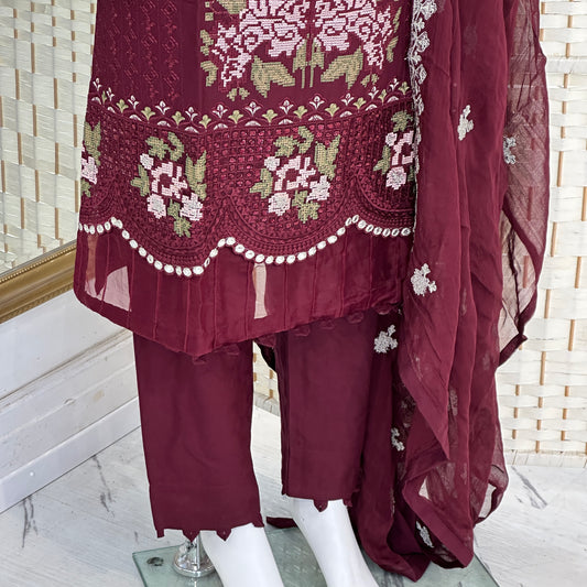 Luxury Marina Cotton Embroidered Suit