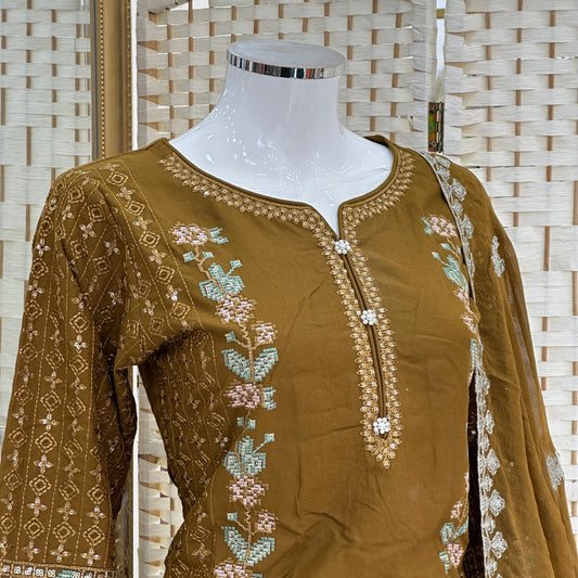 Luxury Marina Cotton Embroidered Suit