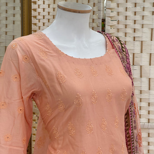 Premium Cotton Cutwork Suit - Three piece