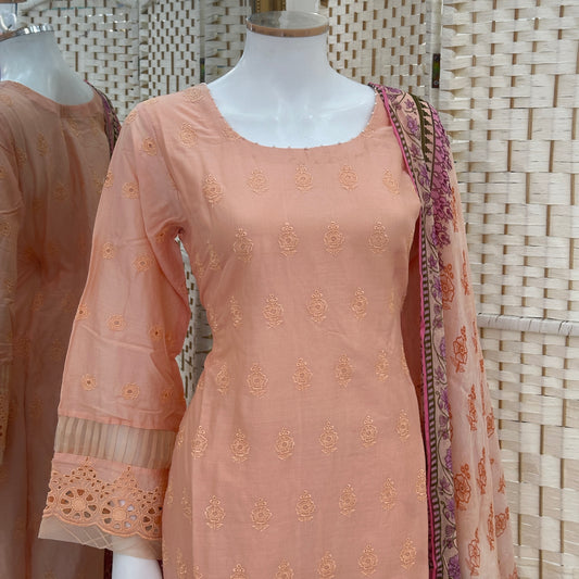Premium Cotton Cutwork Suit - Three piece
