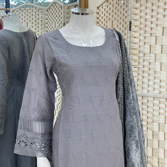 Premium Cotton Cutwork Suit - Three piece