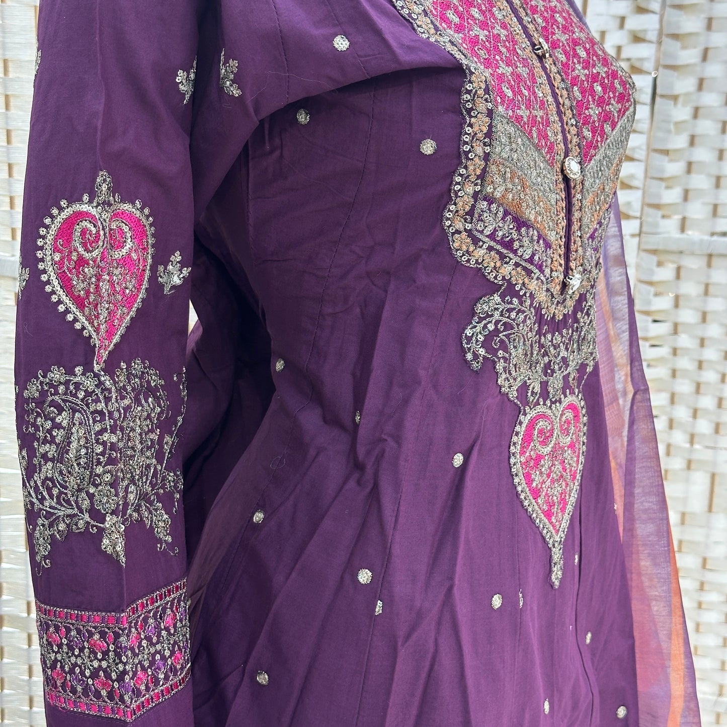 Premium Cotton Embroidered Frock - Three piece