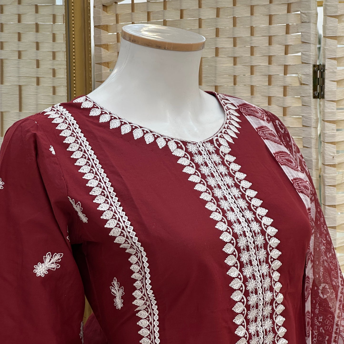 Premium Cotton Embroidered Suit - Three piece