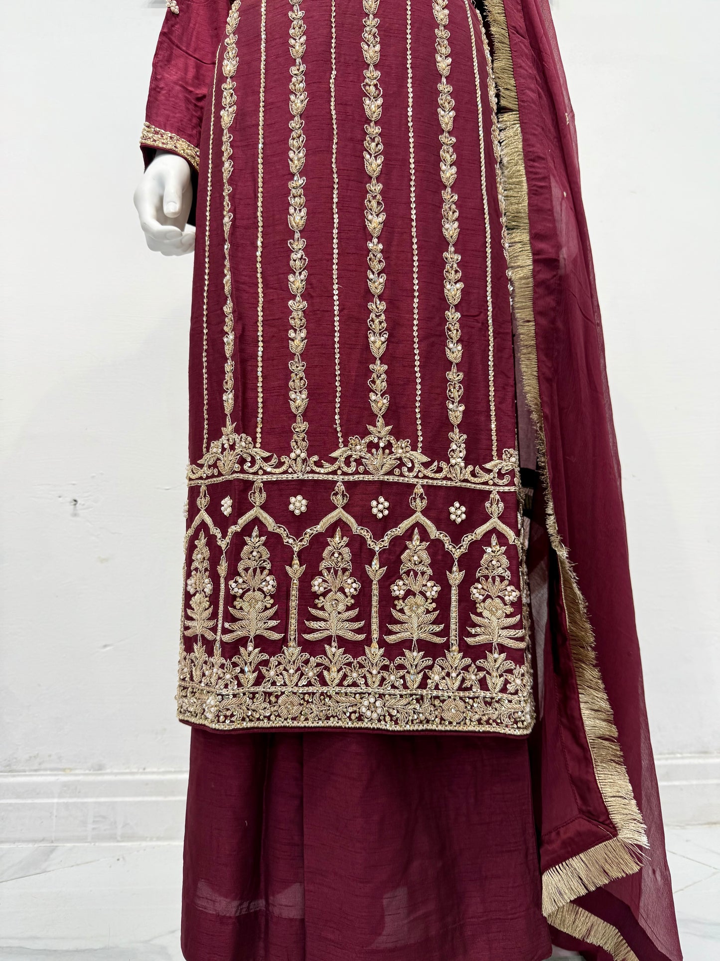 Hand Embroidered Raw Silk Suit