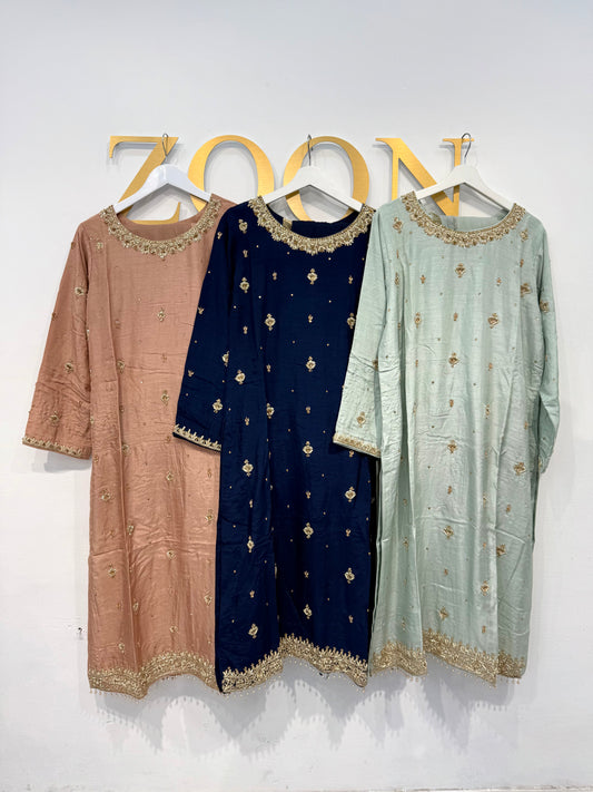 Hand Embroidered Raw Silk Suit