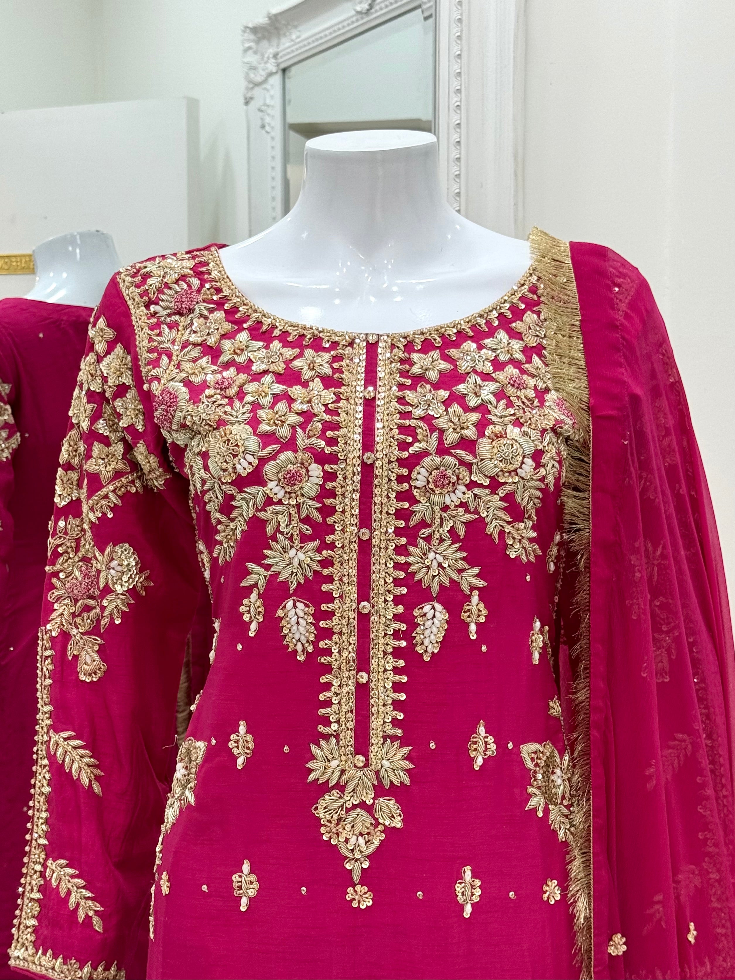 Hand Embroidered Raw Silk Suit