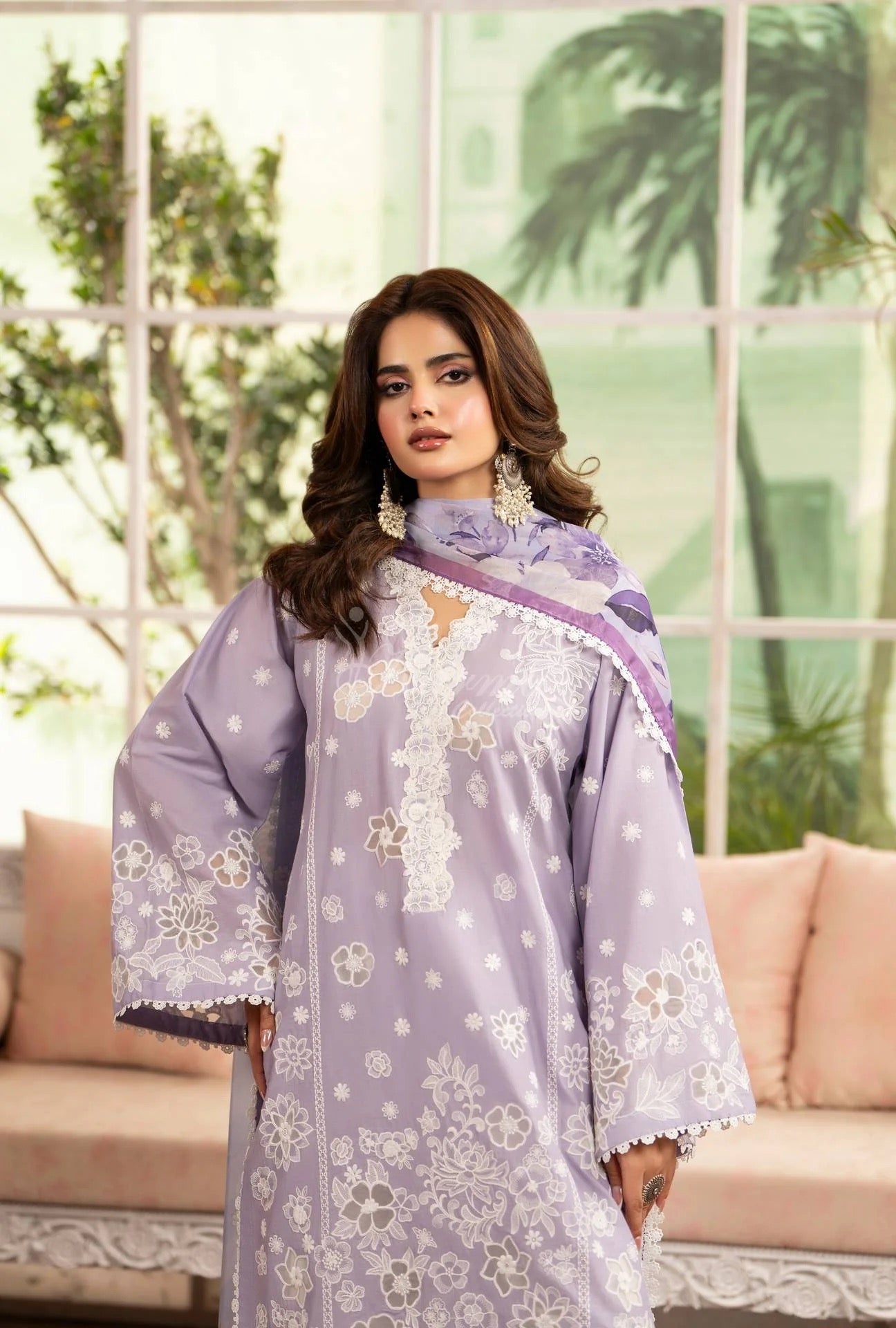 Luxury 3 Piece Cotton Suit - Lilac