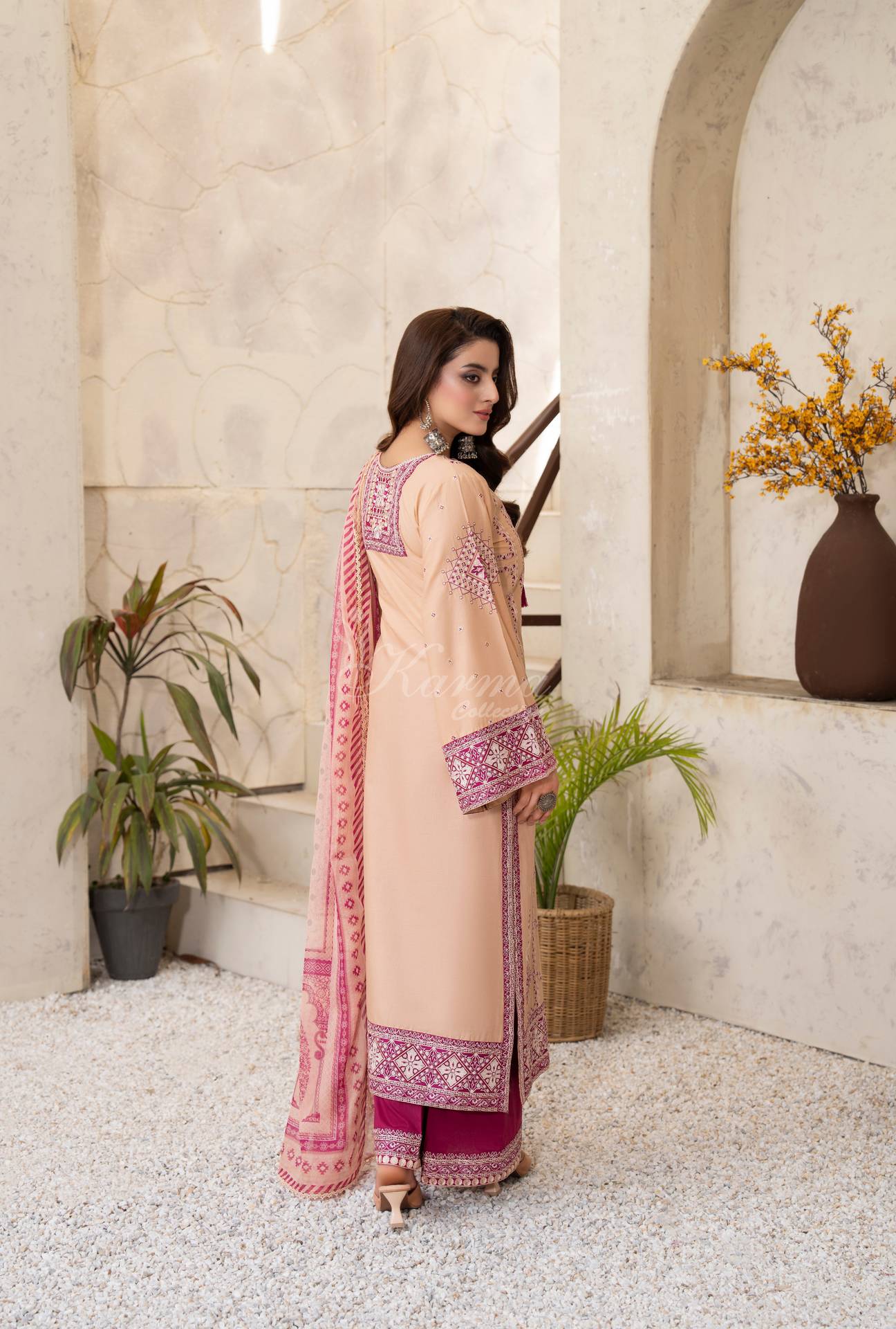 Luxury 3 Piece Cotton Suit - Blush