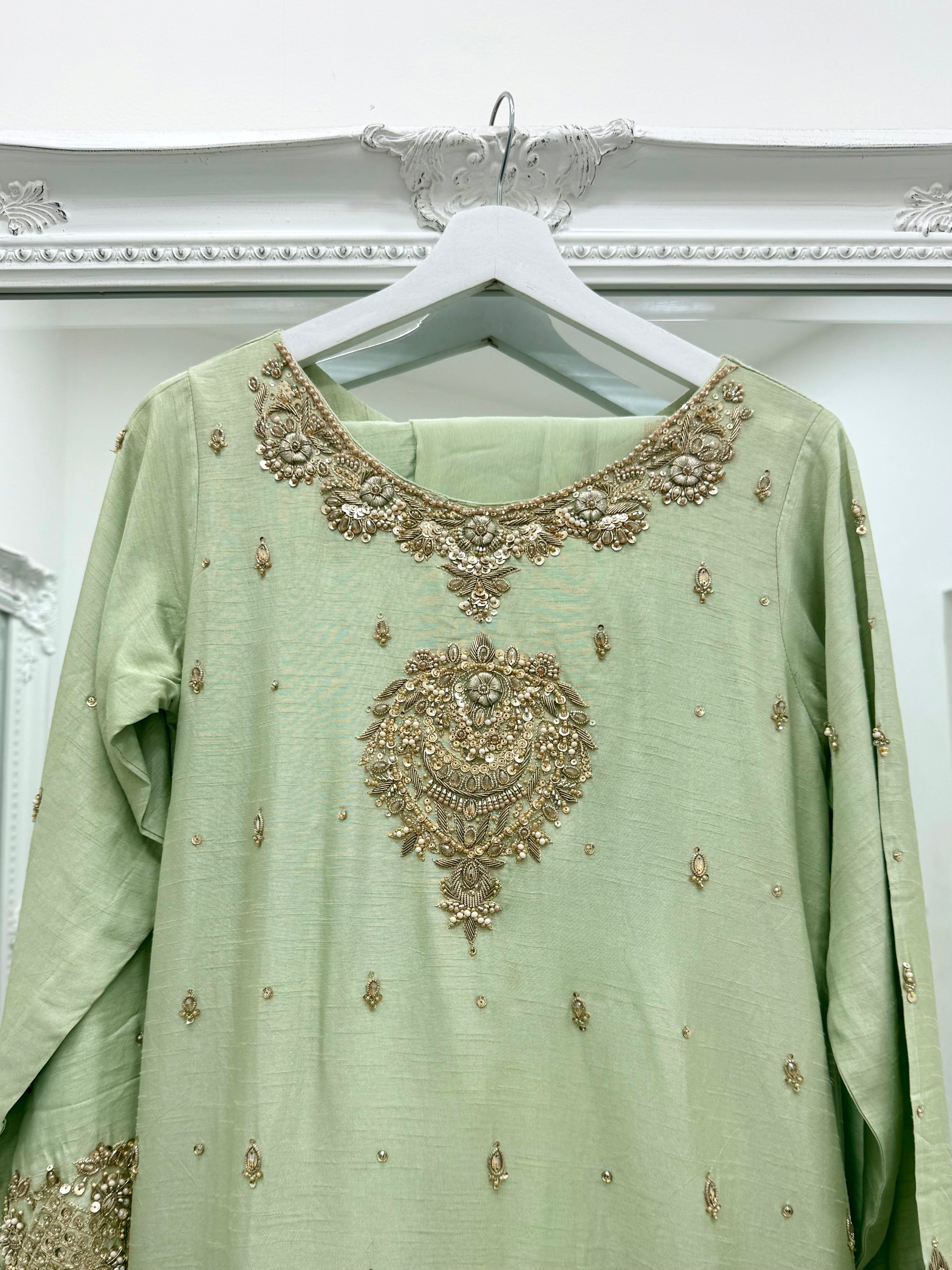 Hand Embroidered Raw Silk Suit