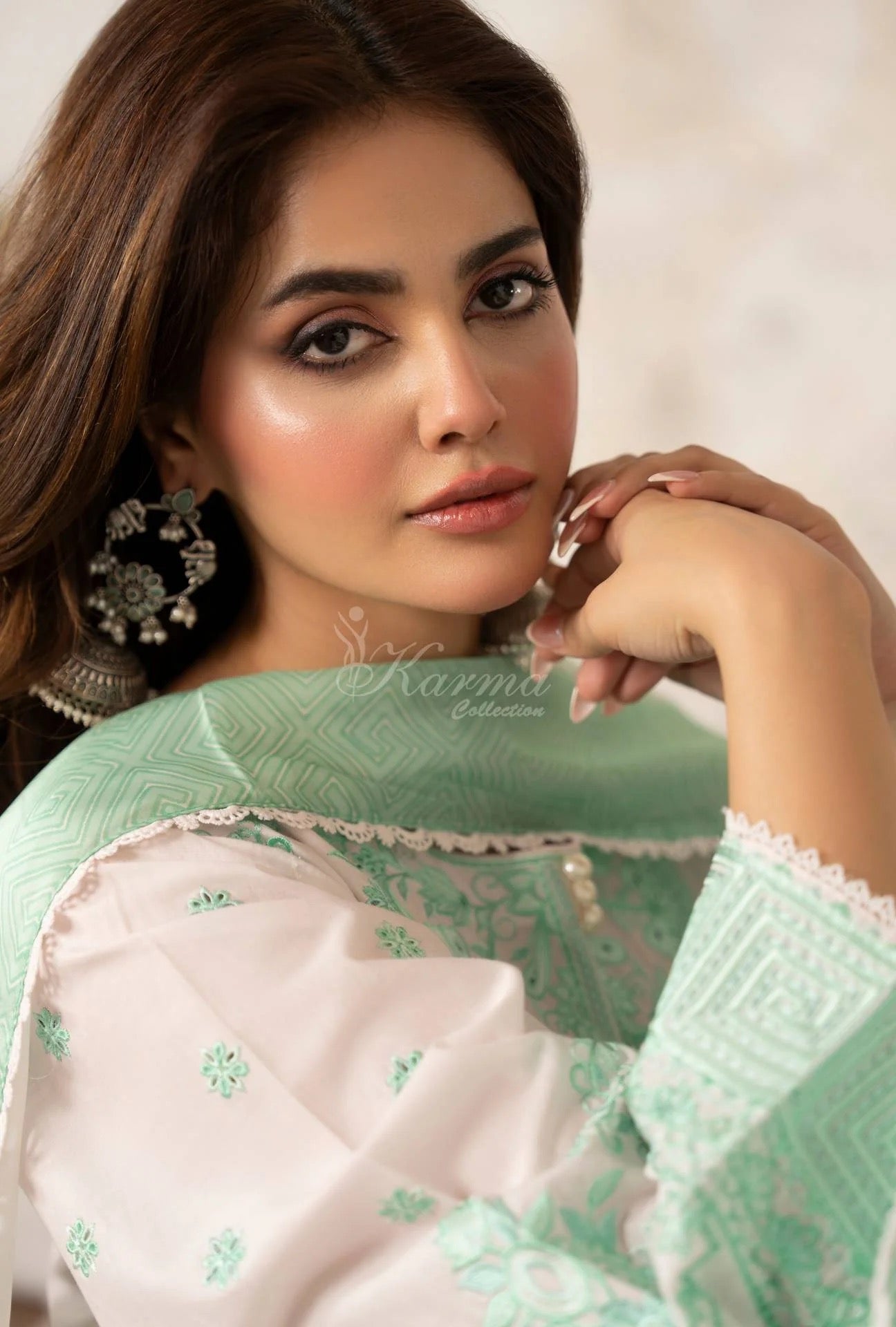 Luxury 3 Piece Cotton Suit - Mint