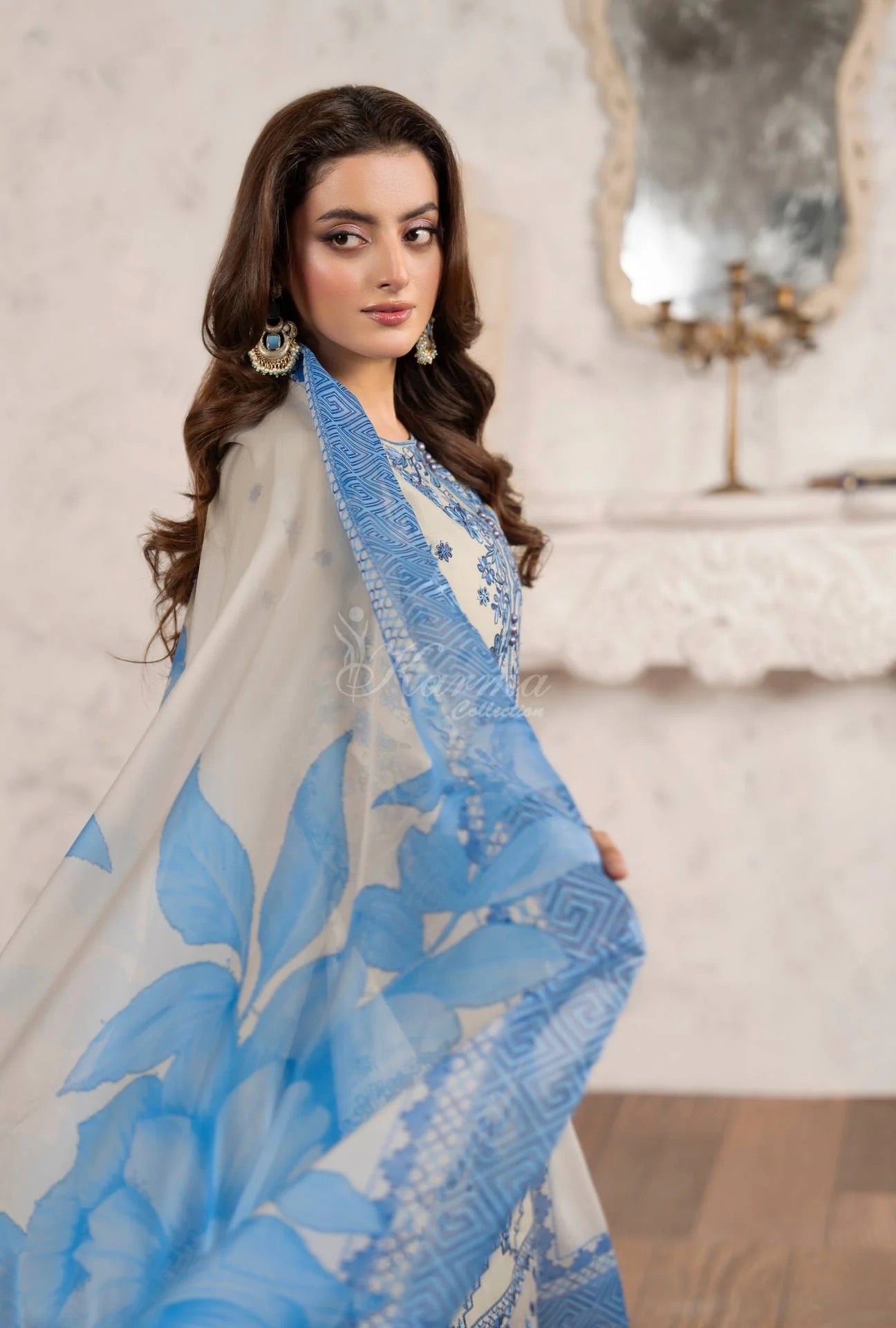 Luxury 3 Piece Cotton Suit - Blue