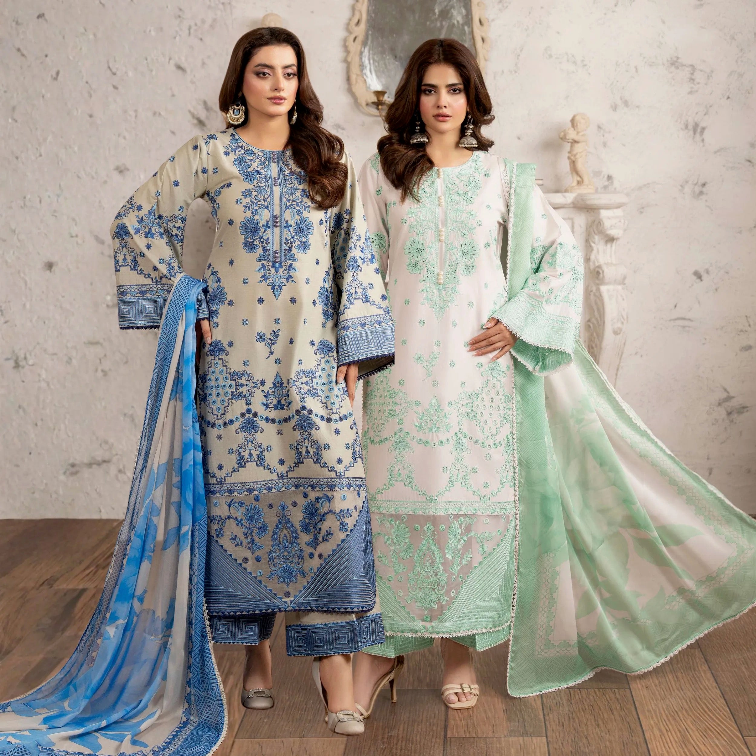Luxury 3 Piece Cotton Suit - Mint