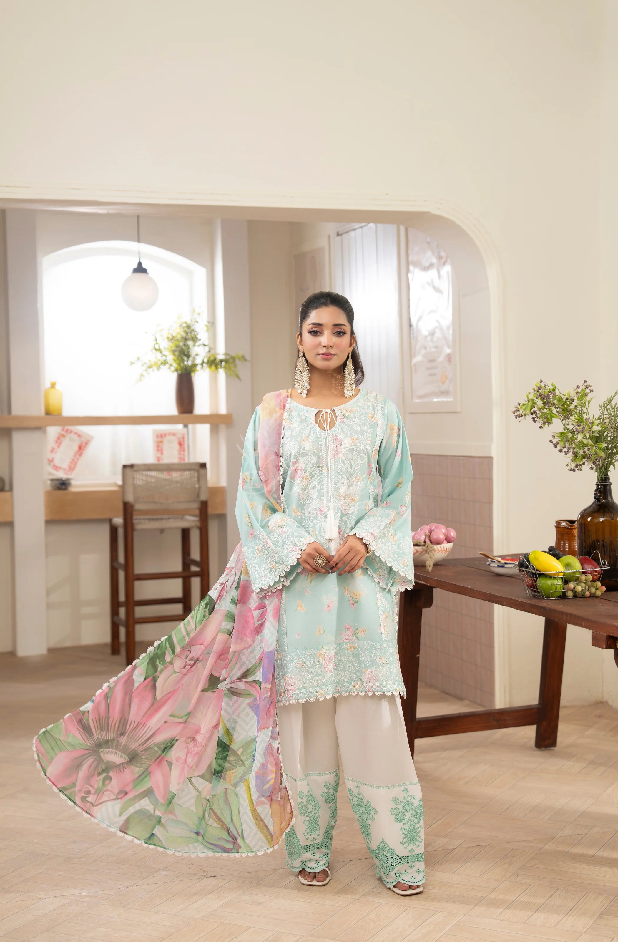 Aqua | Luxury 3 Piece Lawn Suit