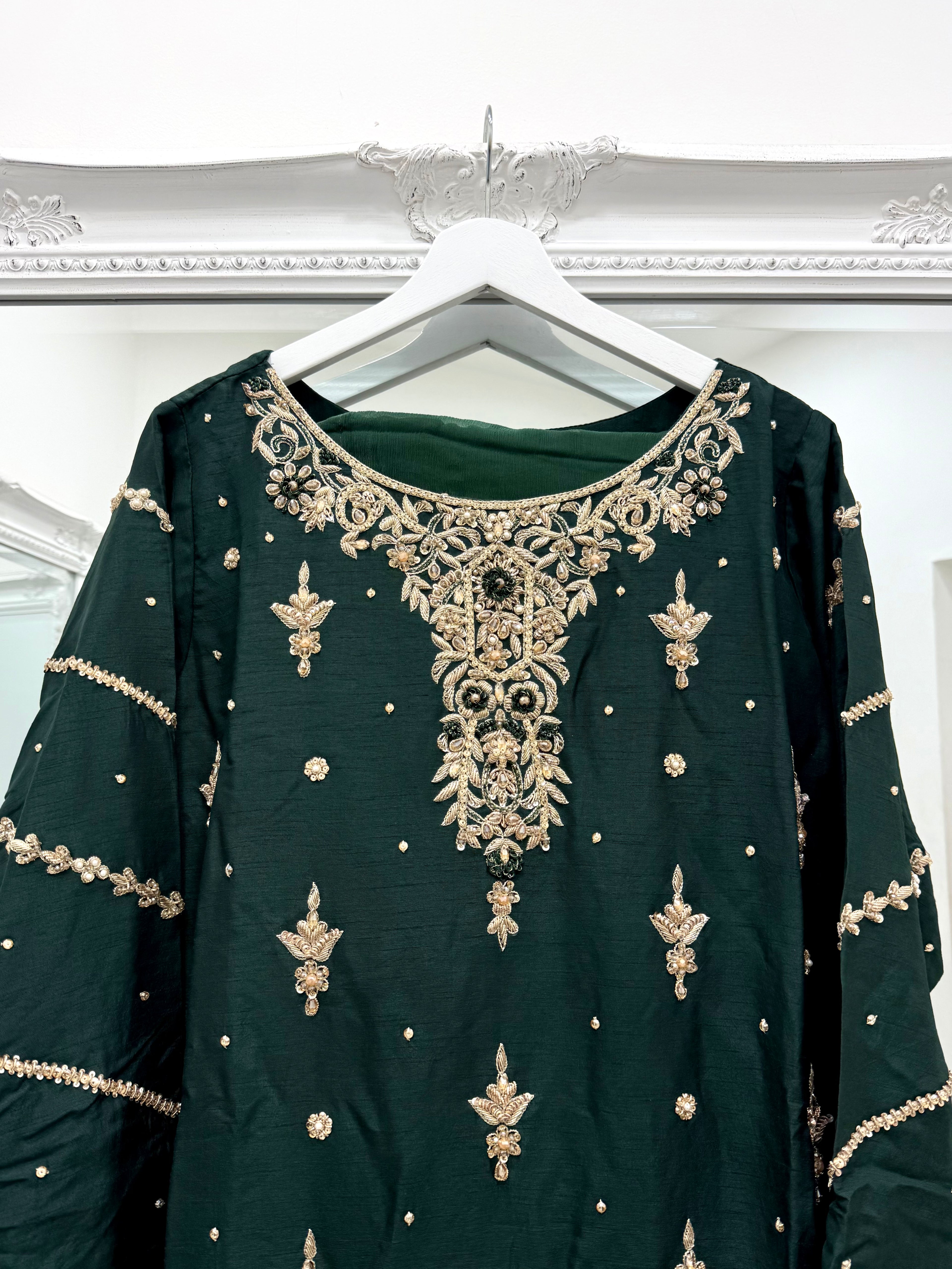 Hand Embroidered Raw Silk Suit