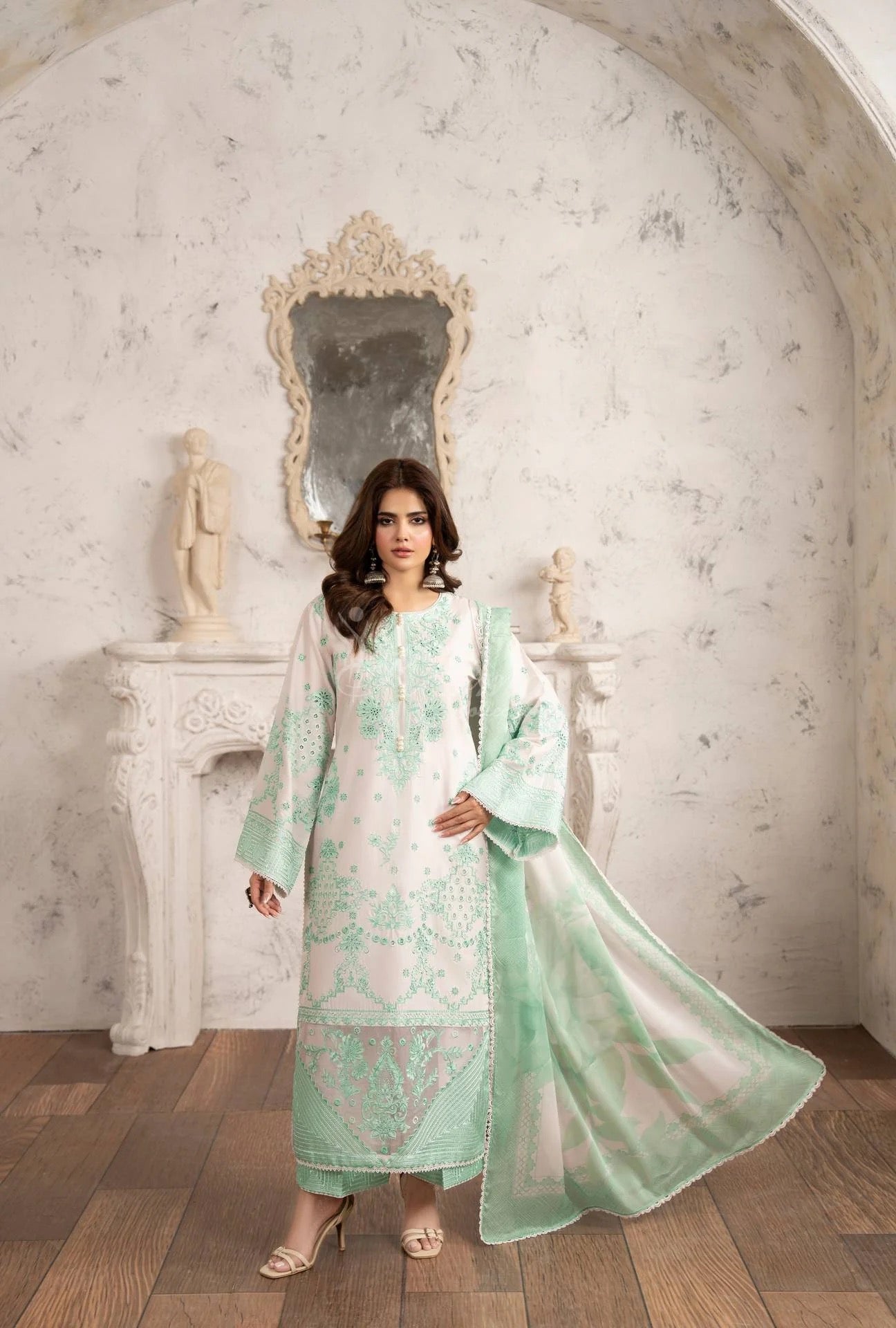 Luxury 3 Piece Cotton Suit - Mint