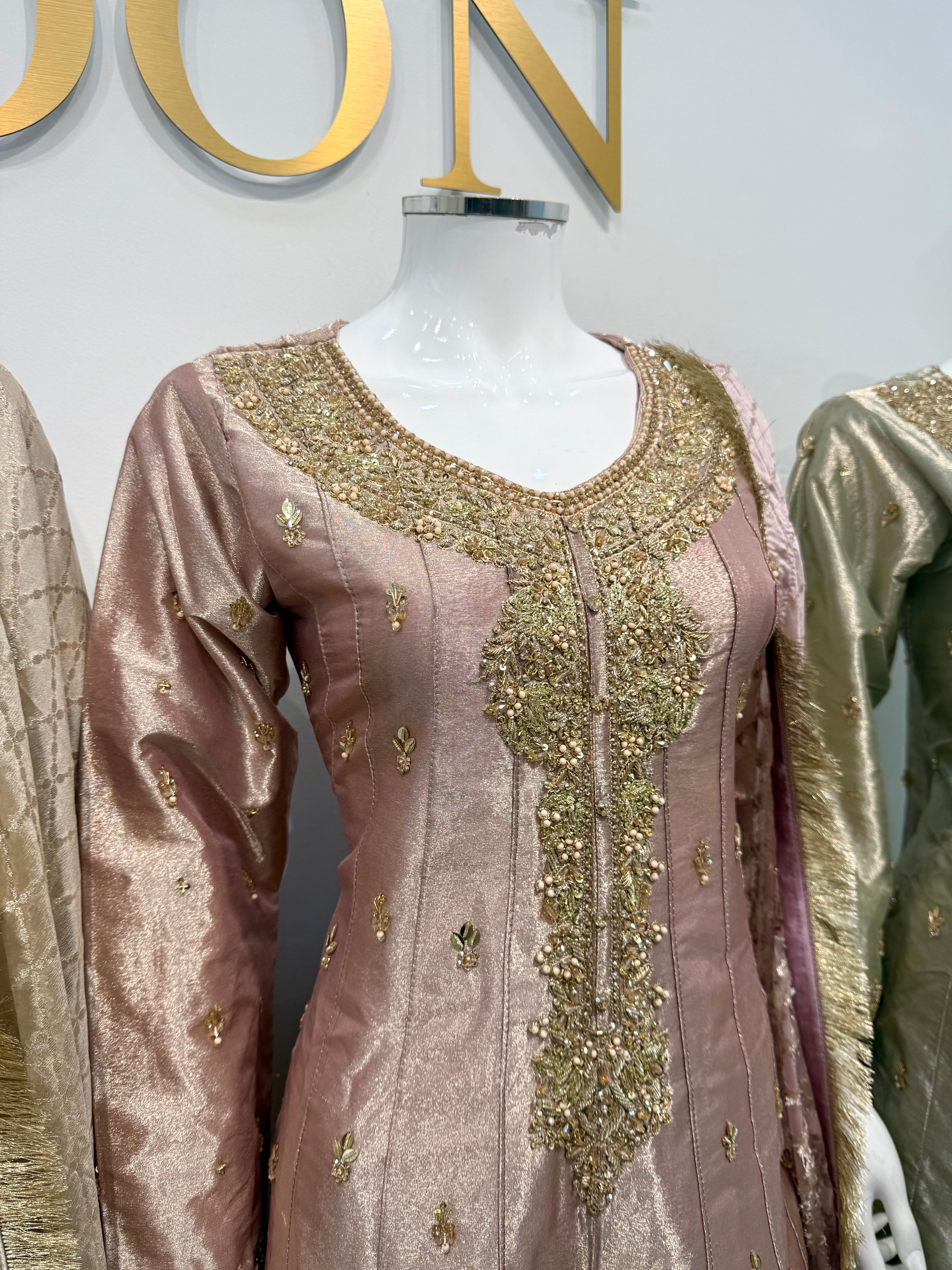 Hand Embroidered Tissue Silk Maxi