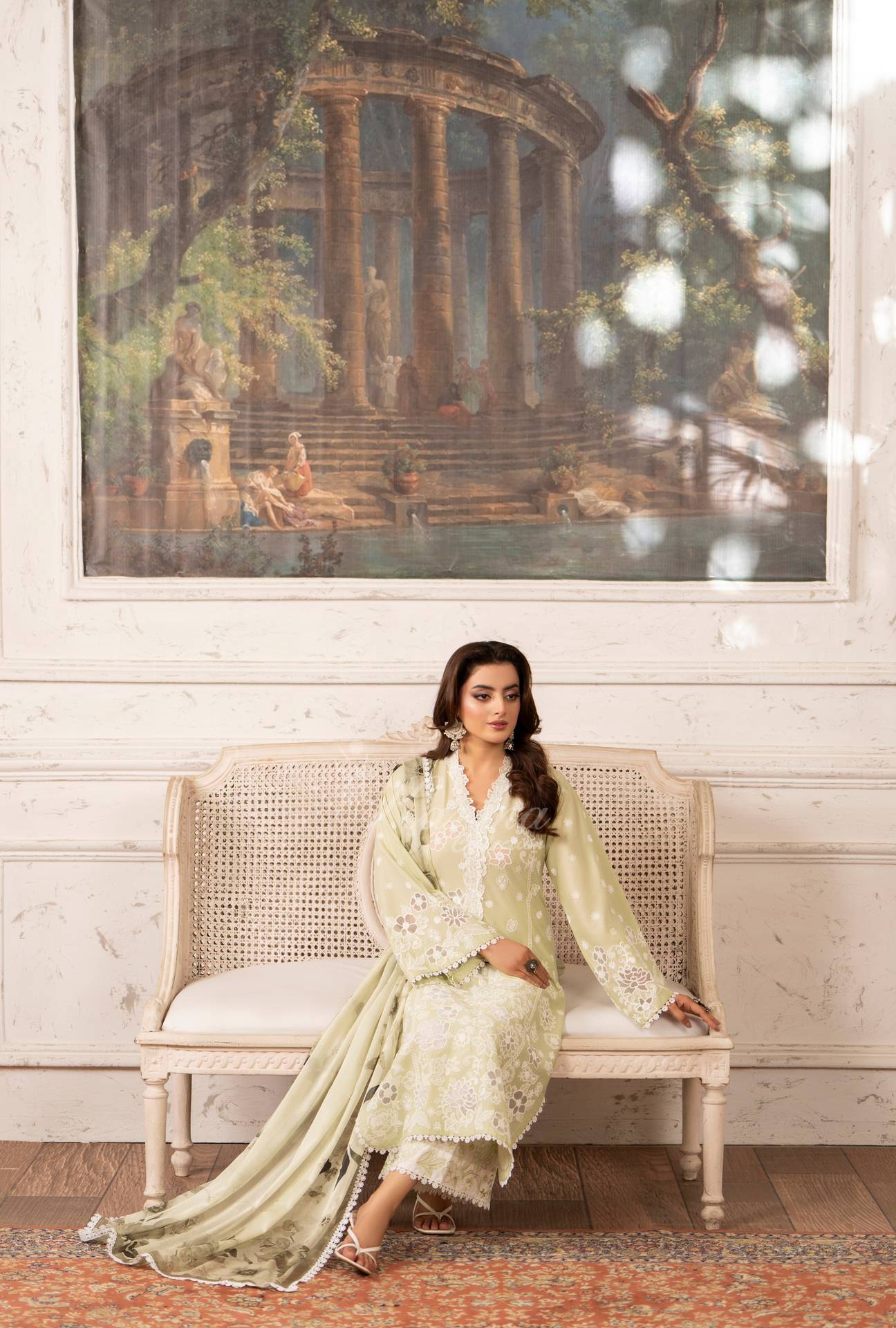 Luxury 3 Piece Cotton Suit - Lime