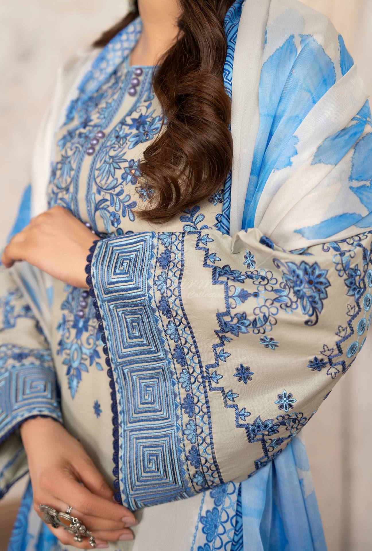 Luxury 3 Piece Cotton Suit - Blue