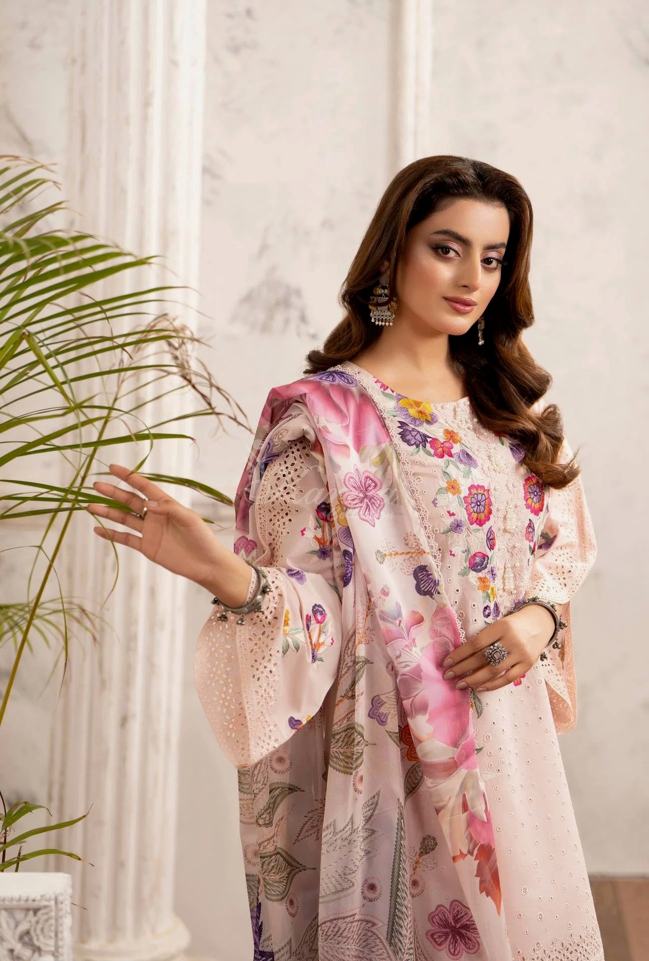Luxury 3 Piece Cotton Suit - Rose