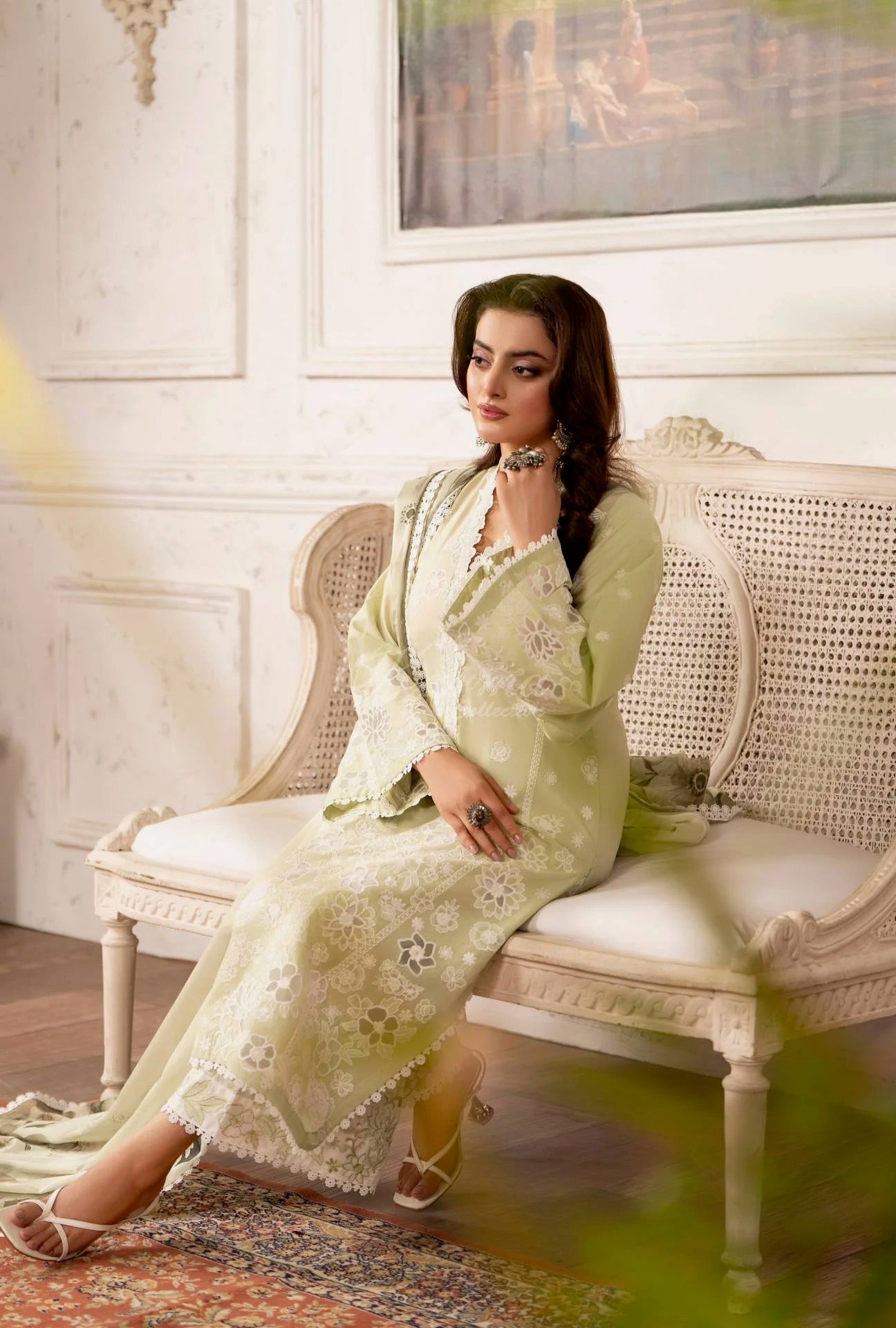 Luxury 3 Piece Cotton Suit - Lime