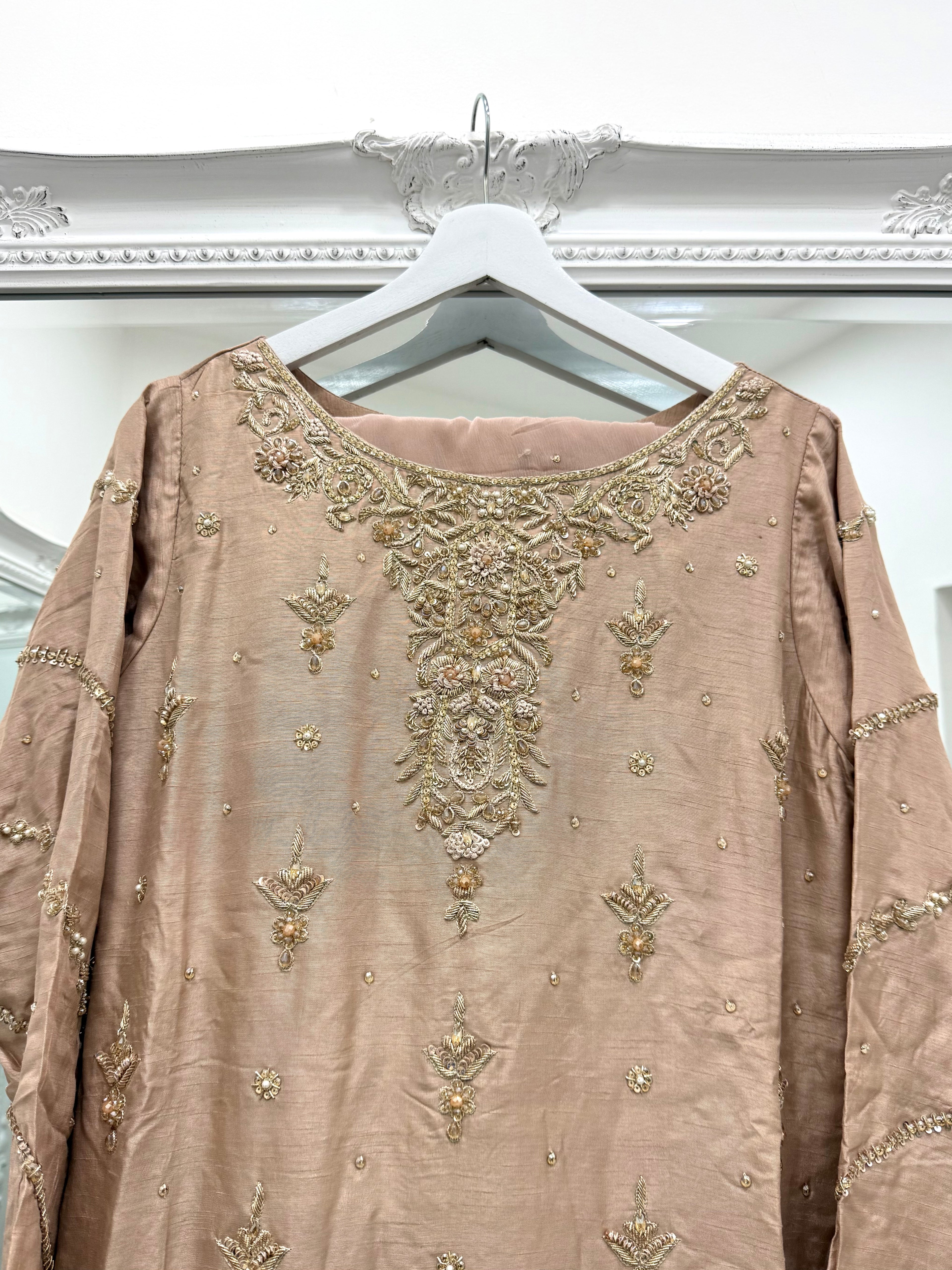 Hand Embroidered Raw Silk Suit