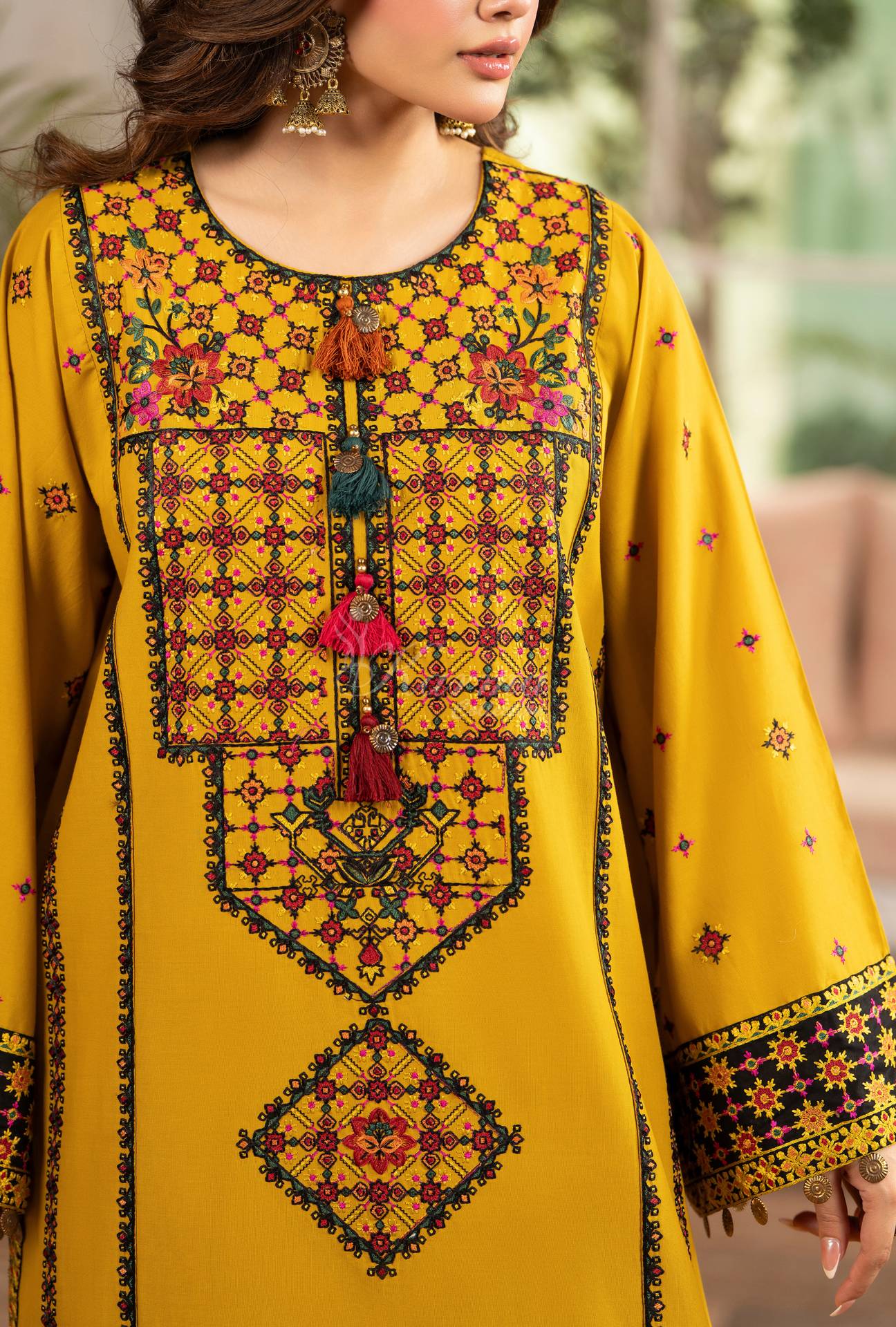 Luxury 3 Piece Cotton Suit - Mustard
