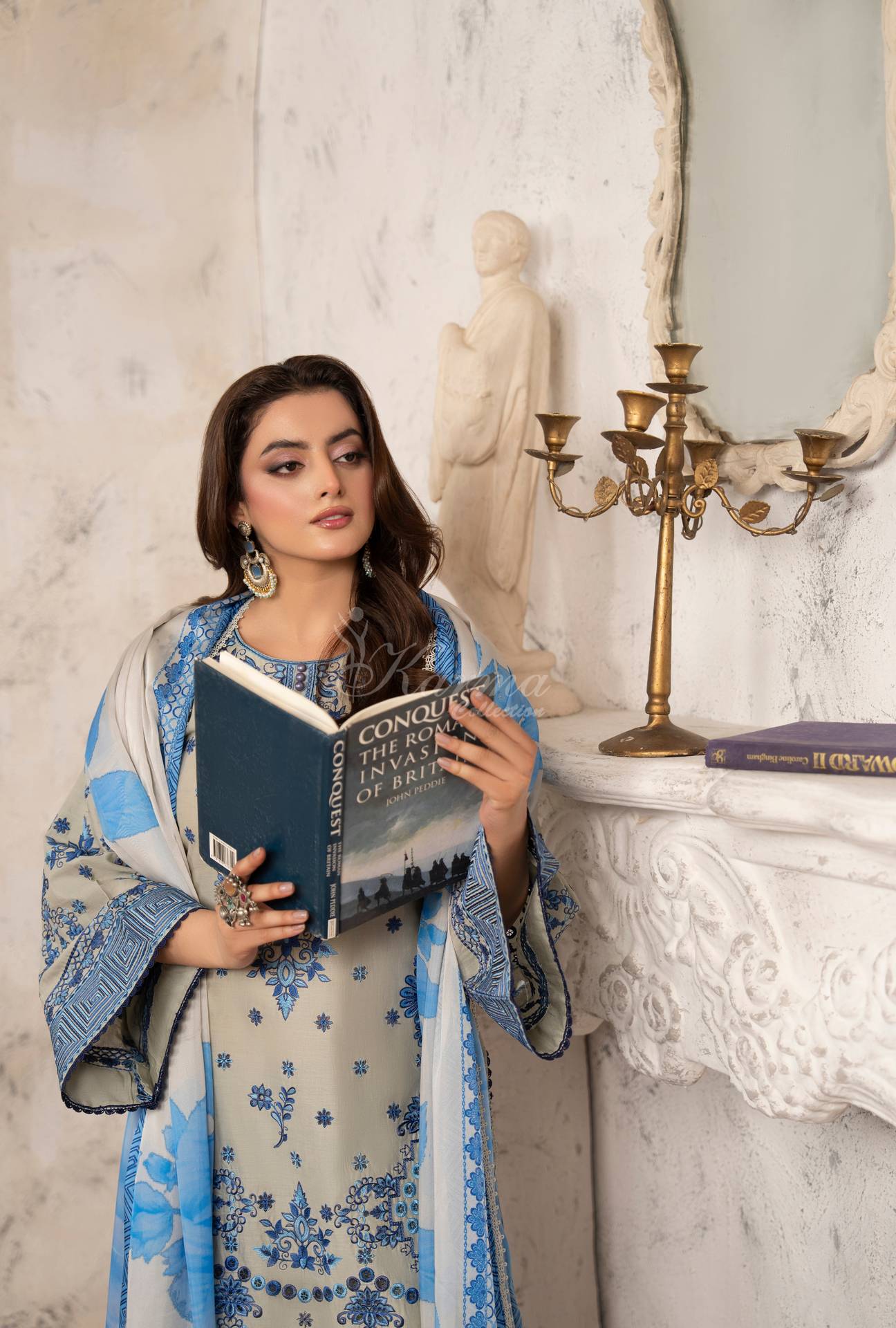 Luxury 3 Piece Cotton Suit - Blue