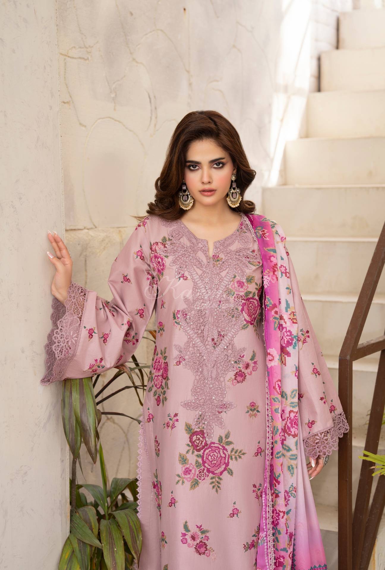 Luxury 3 Piece Cotton Suit - Rosewood