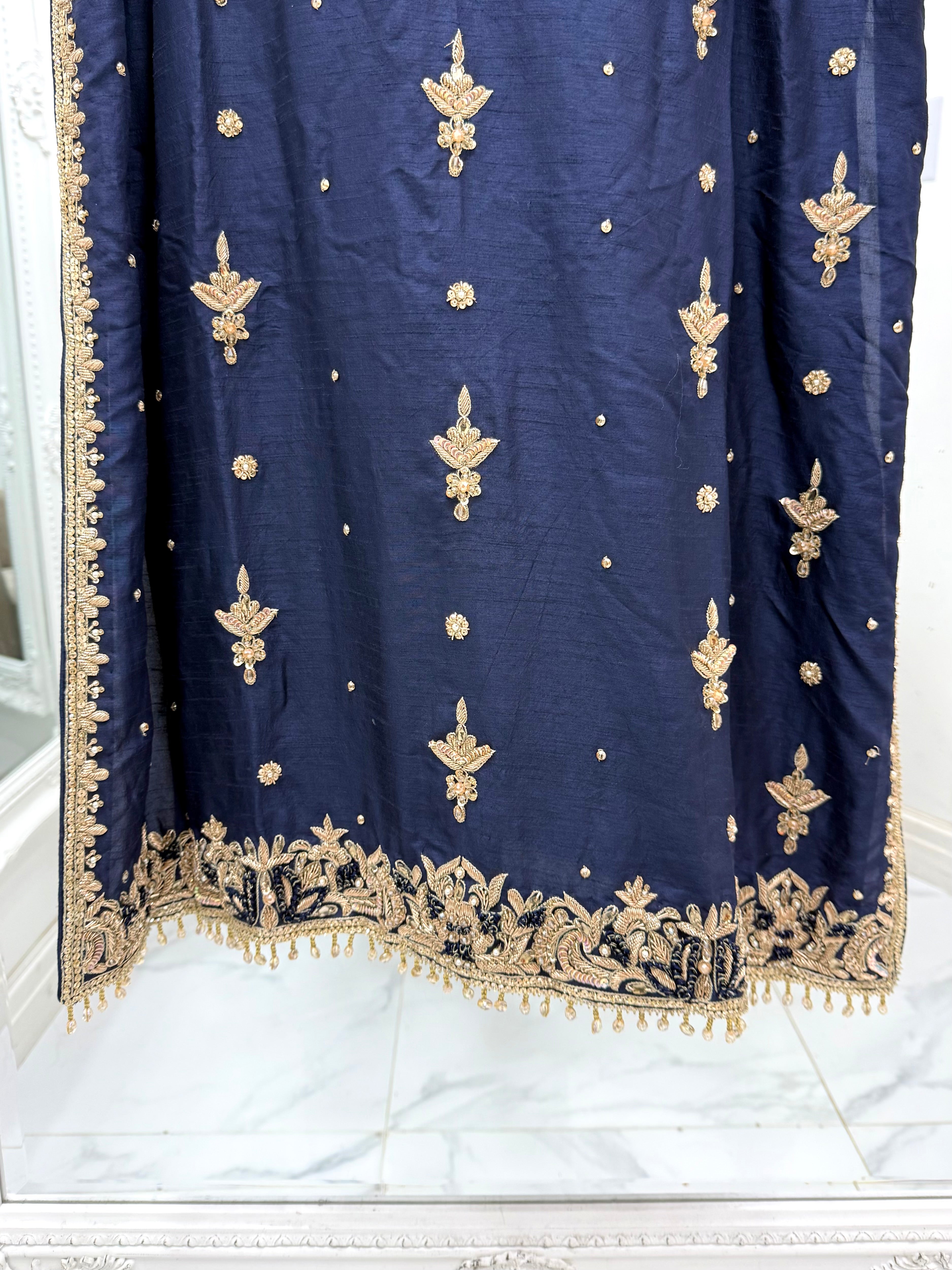 Hand Embroidered Raw Silk Suit
