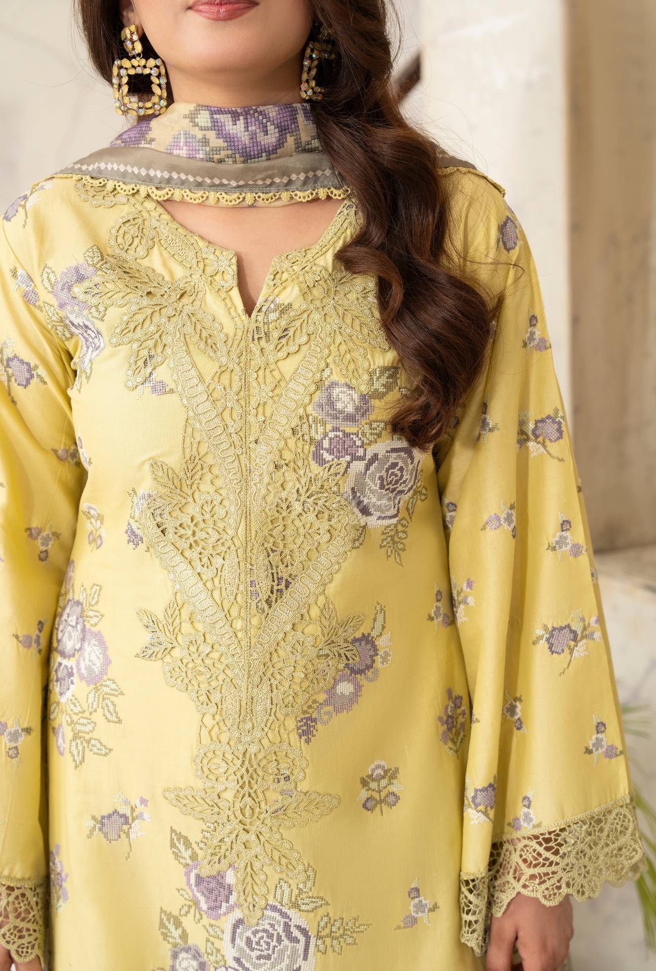 Luxury 3 Piece Cotton Suit - Butter Yellow