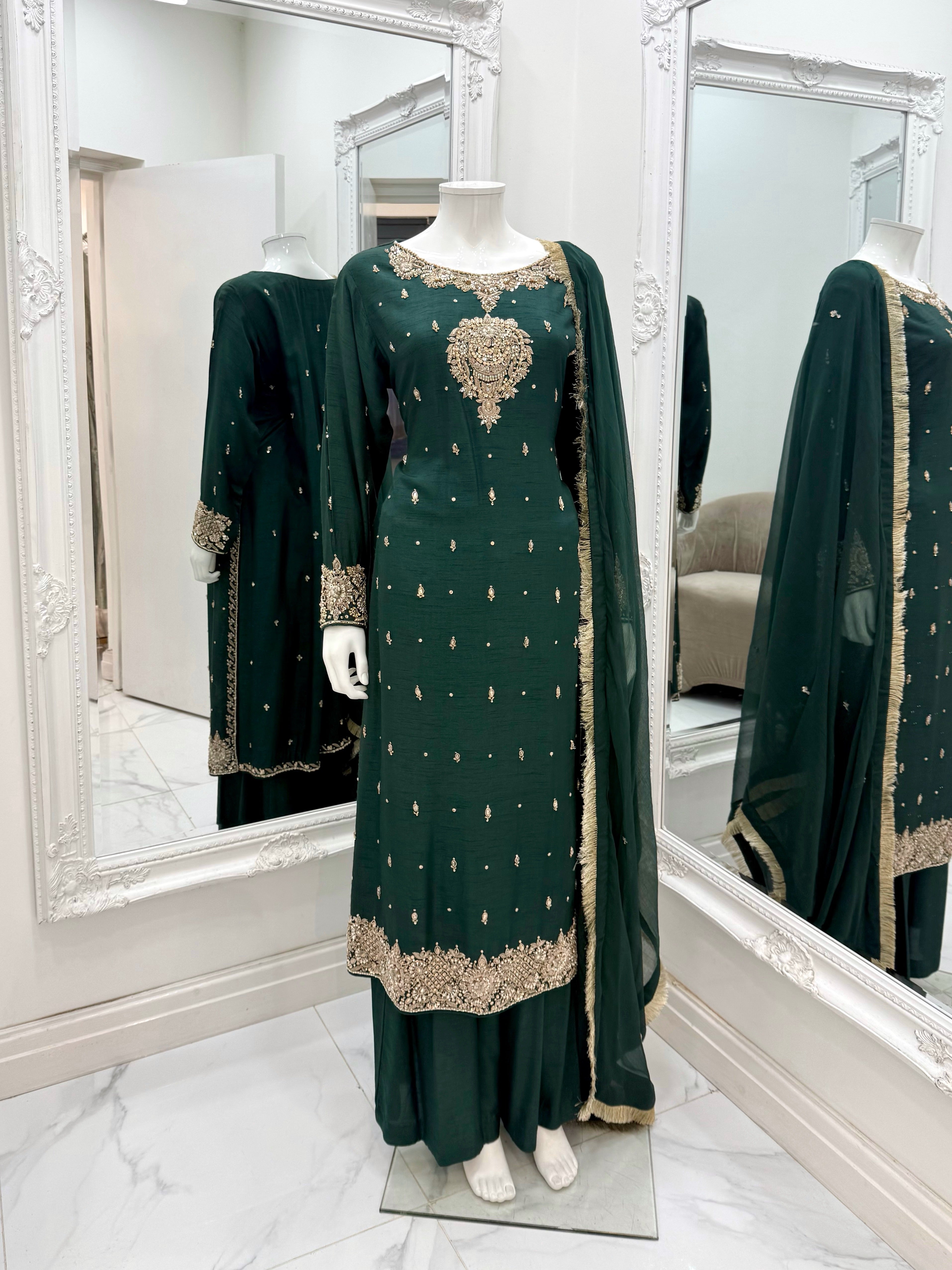 Hand Embroidered Raw Silk Suit