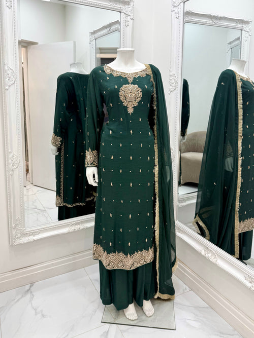 Hand Embroidered Raw Silk Suit