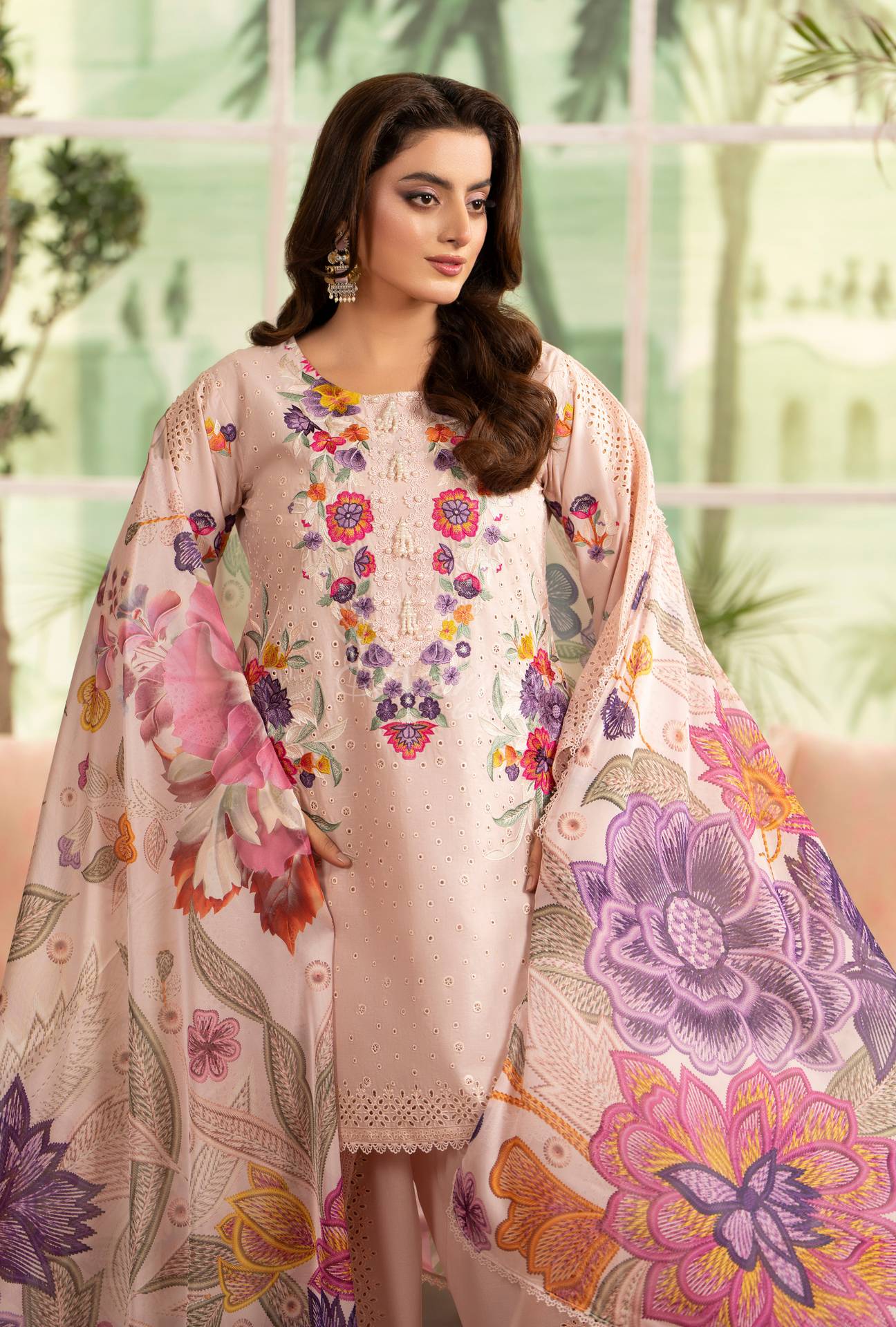 Luxury 3 Piece Cotton Suit - Rose