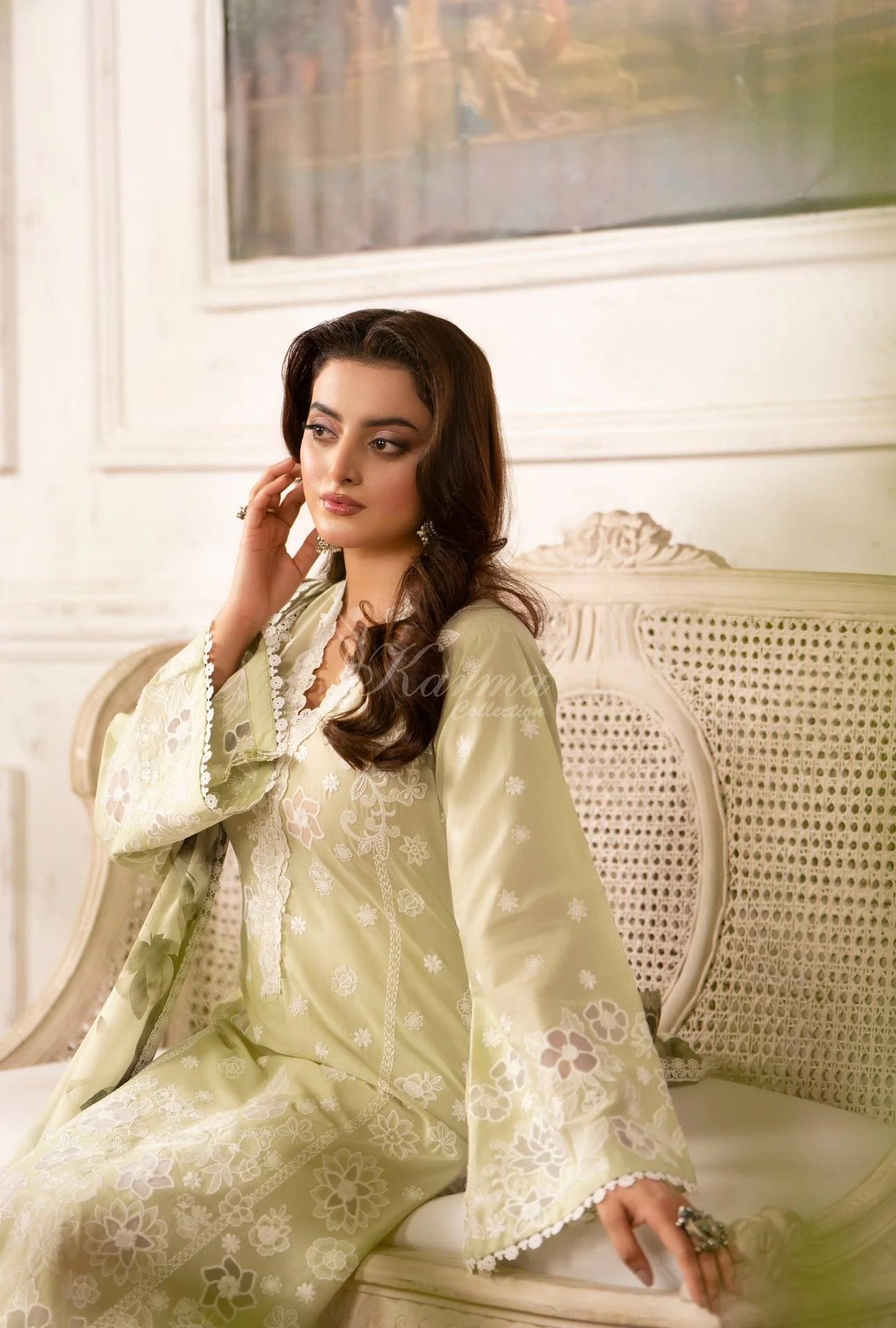 Luxury 3 Piece Cotton Suit - Lime