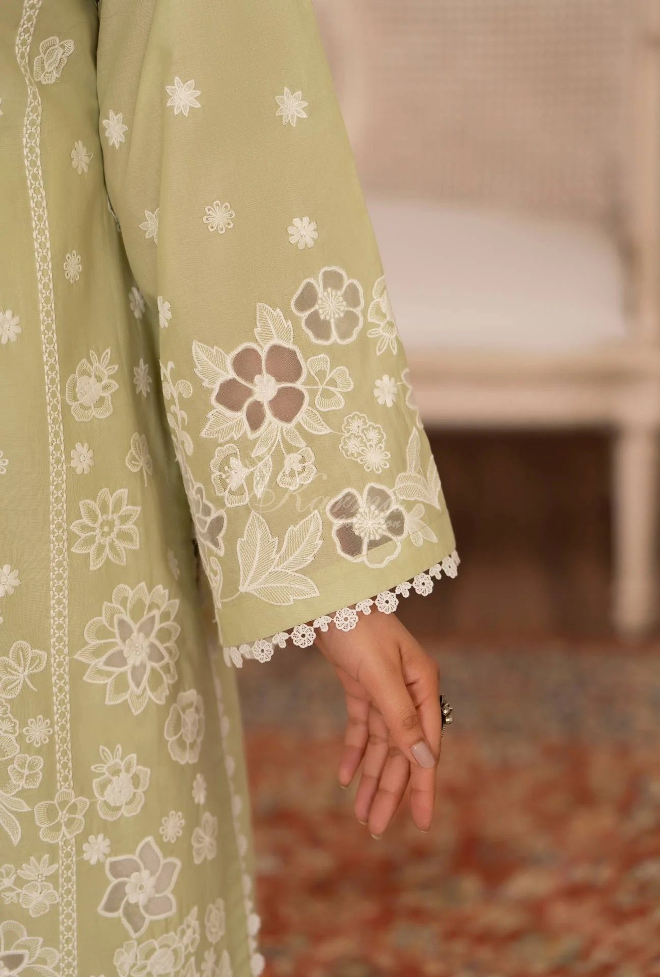 Luxury 3 Piece Cotton Suit - Lime