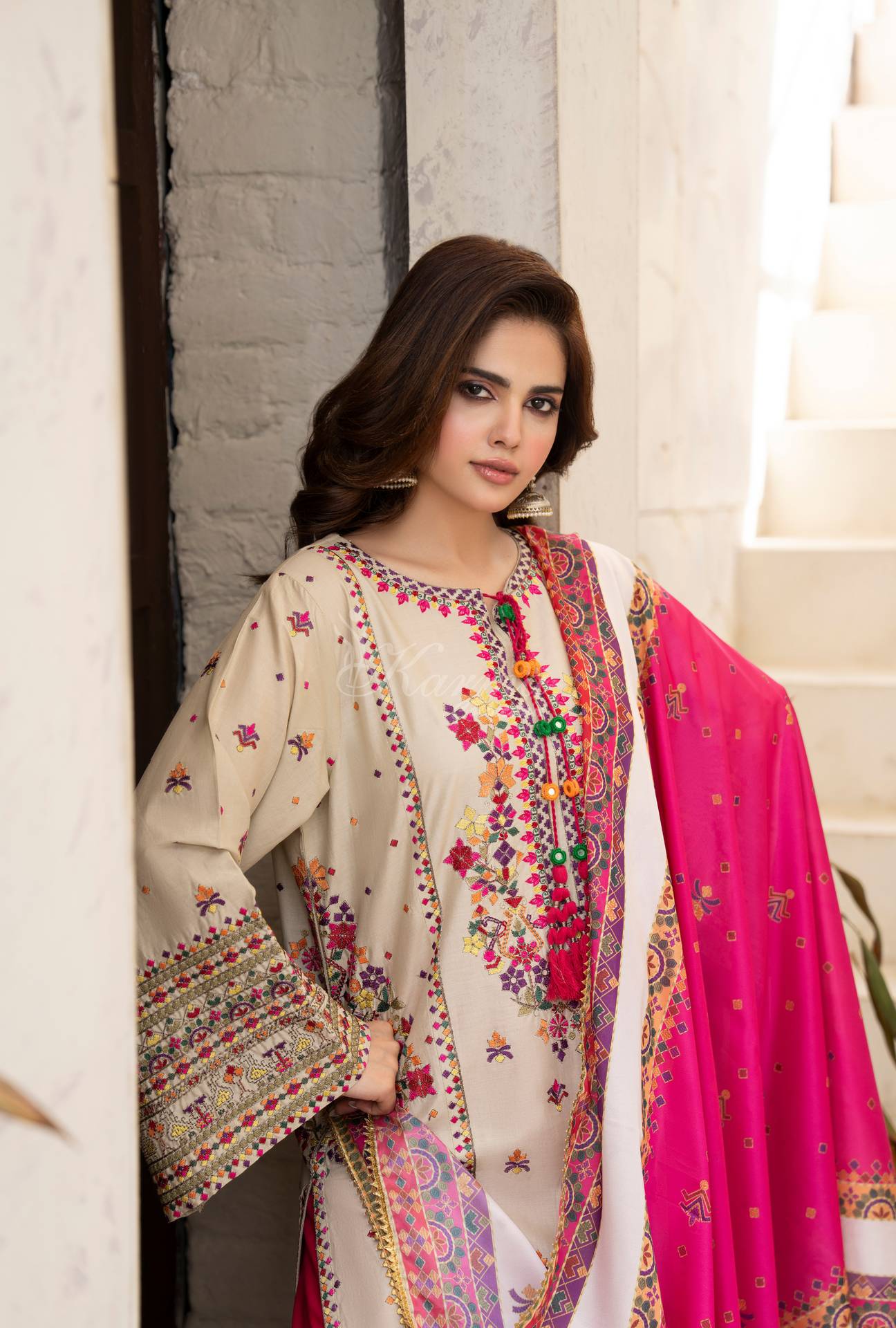 Luxury 3 Piece Cotton Suit - Sandstone