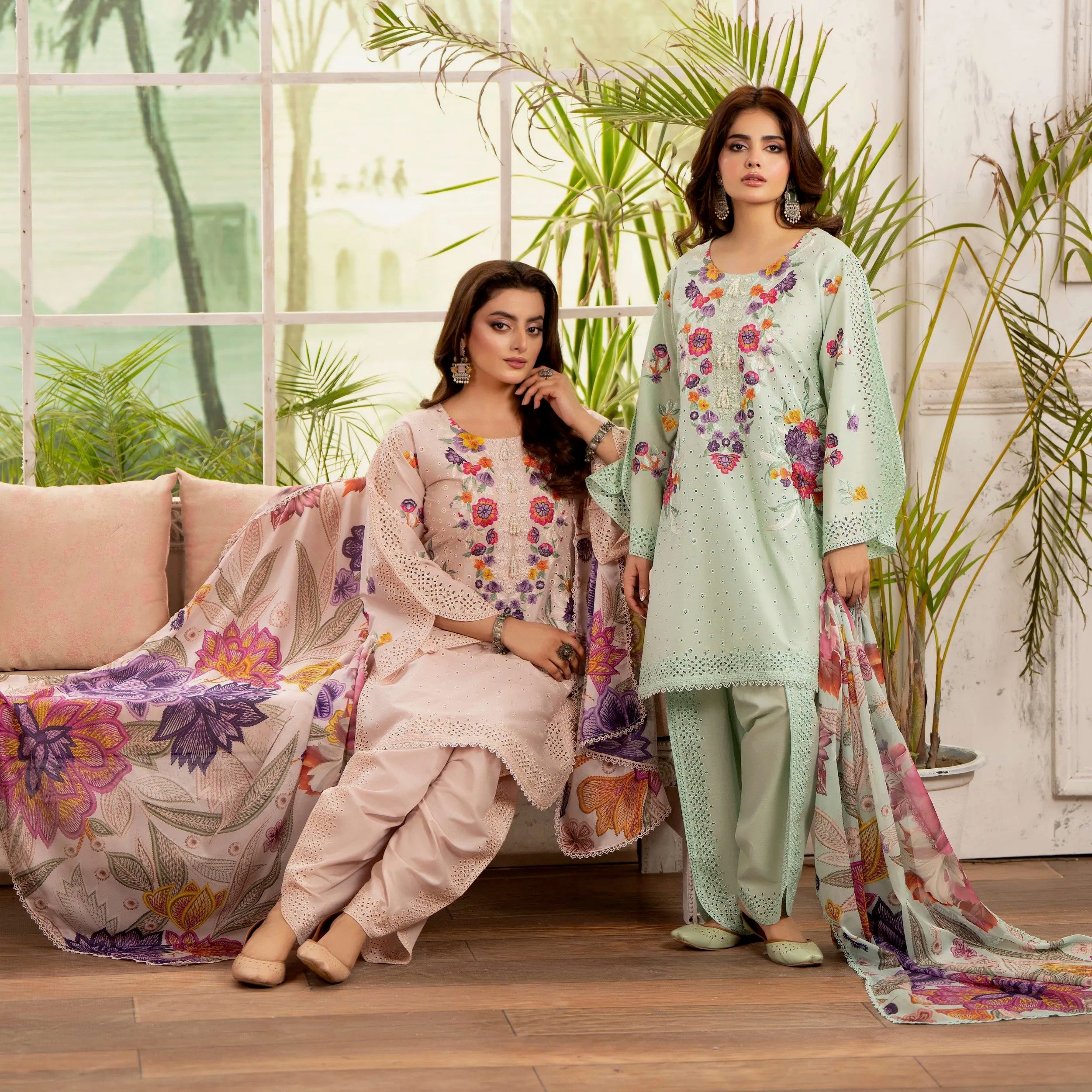 Luxury 3 Piece Cotton Suit - Rose