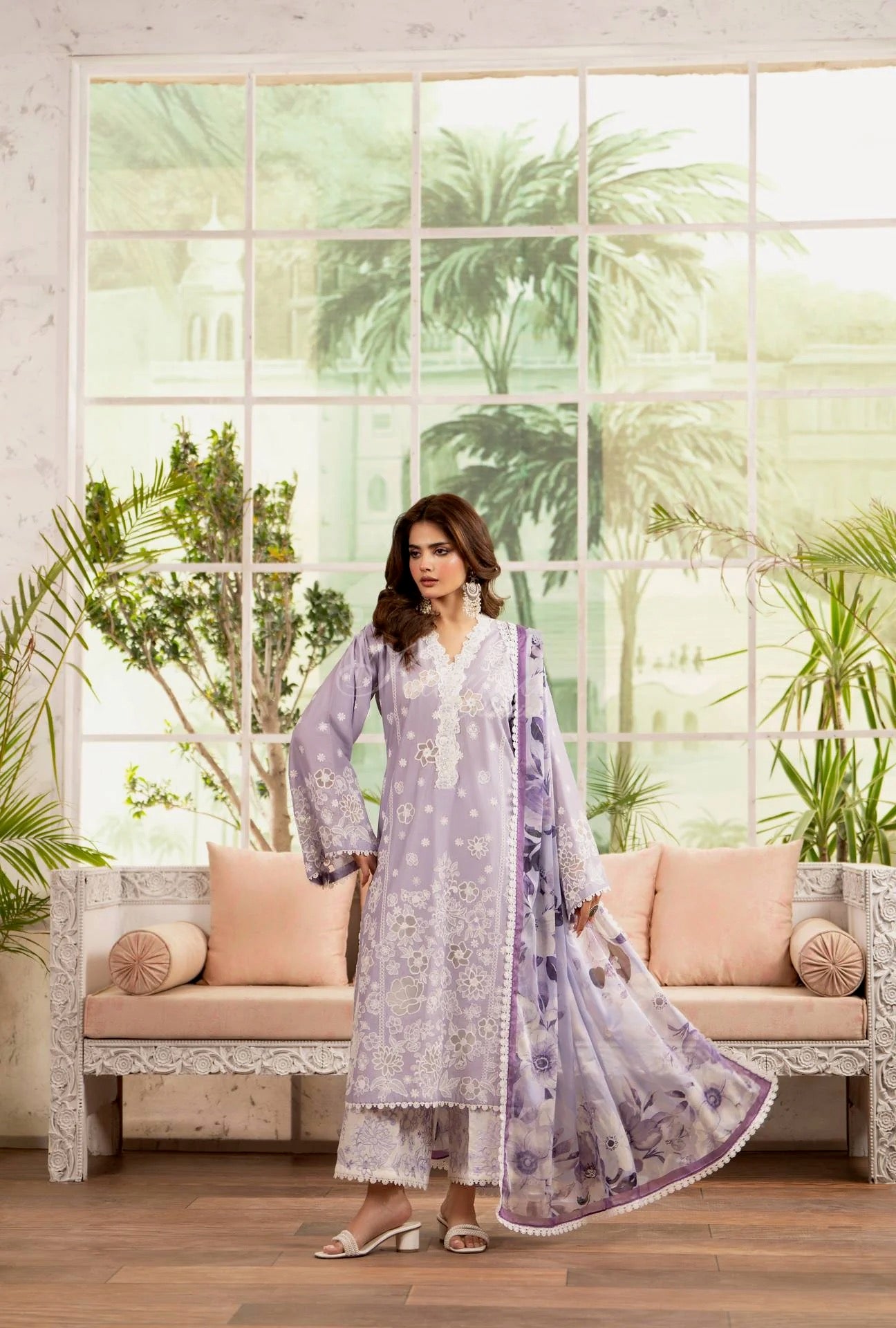 Luxury 3 Piece Cotton Suit - Lilac