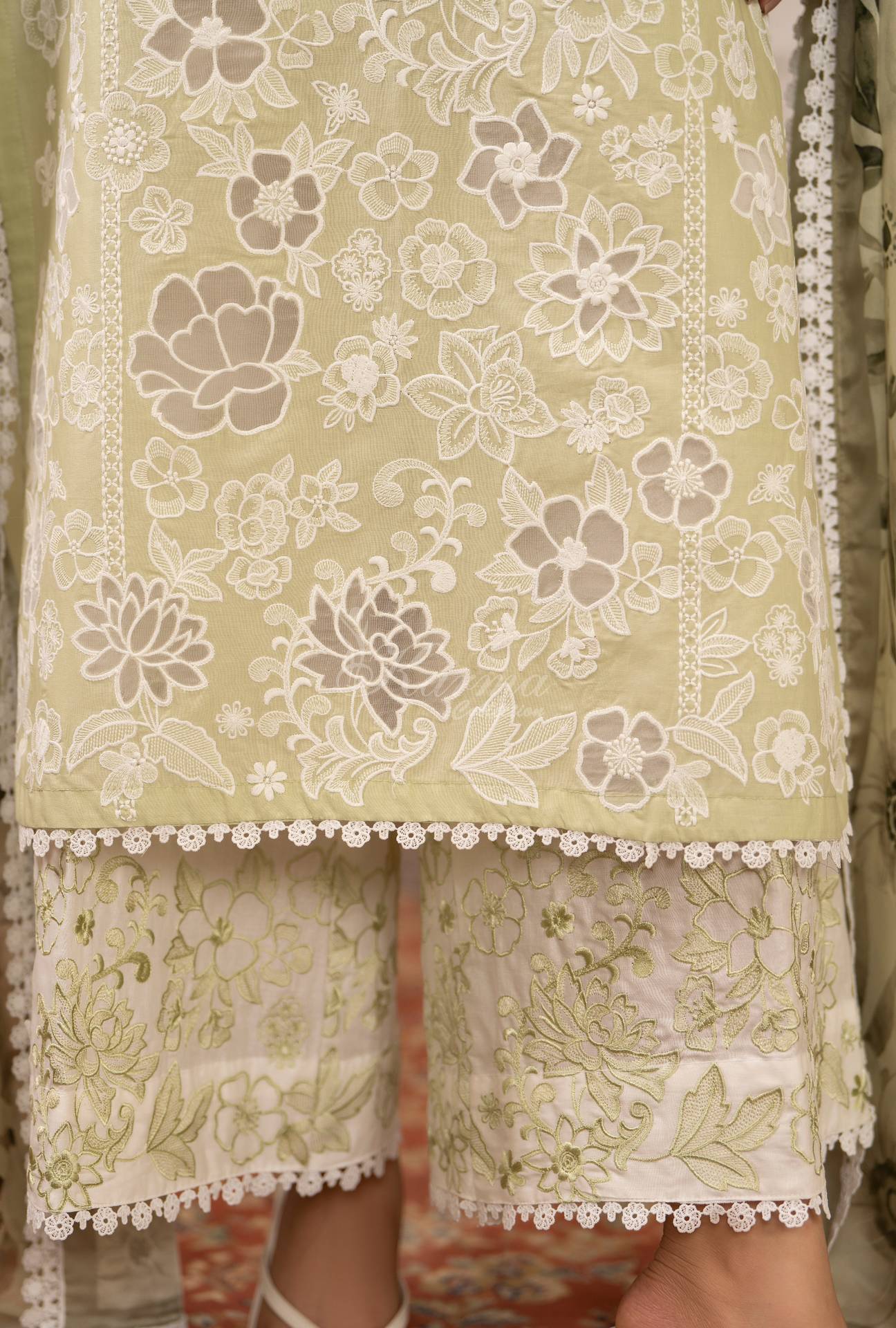 Luxury 3 Piece Cotton Suit - Lime
