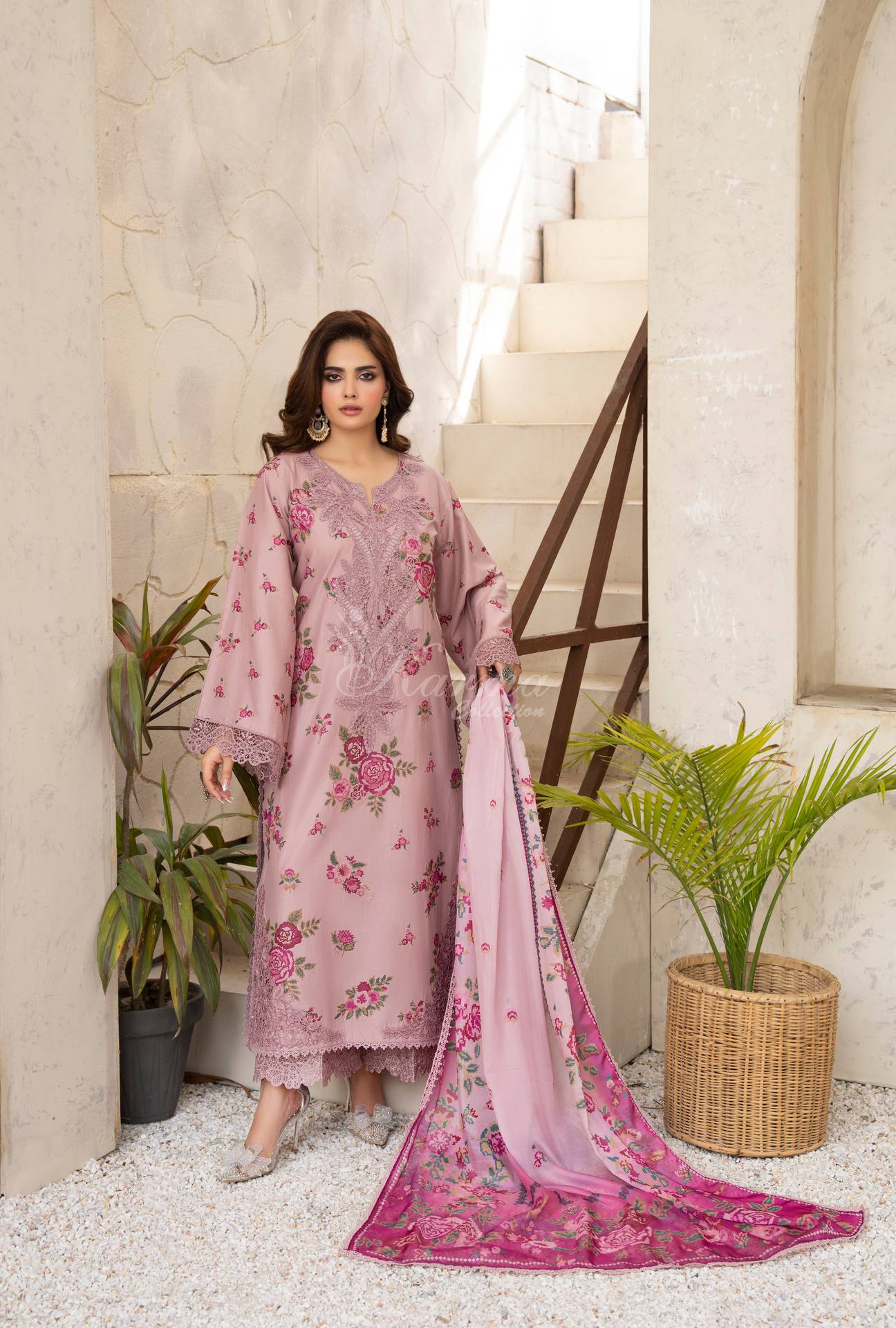 Luxury 3 Piece Cotton Suit - Rosewood