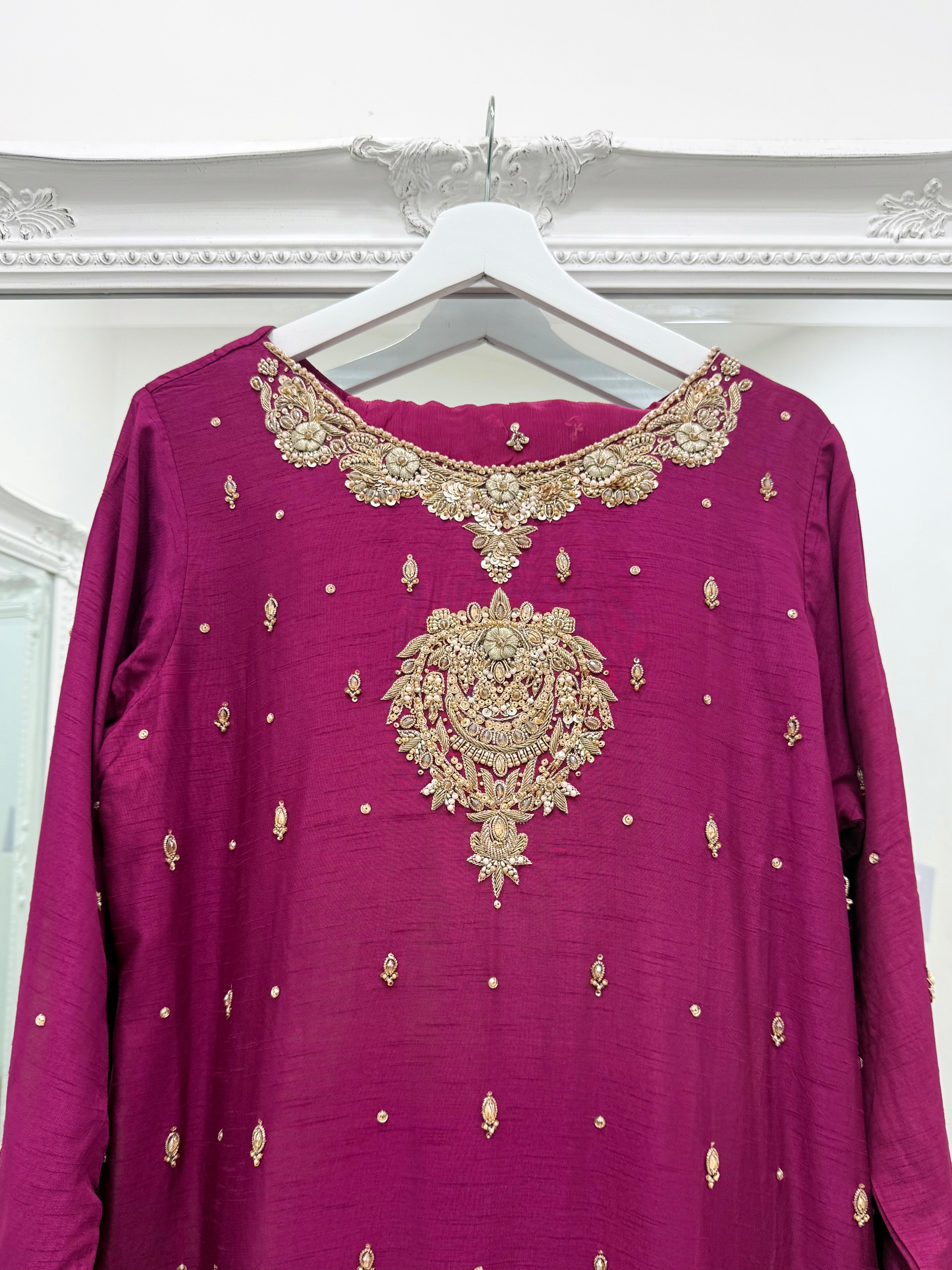 Hand Embroidered Raw Silk Suit