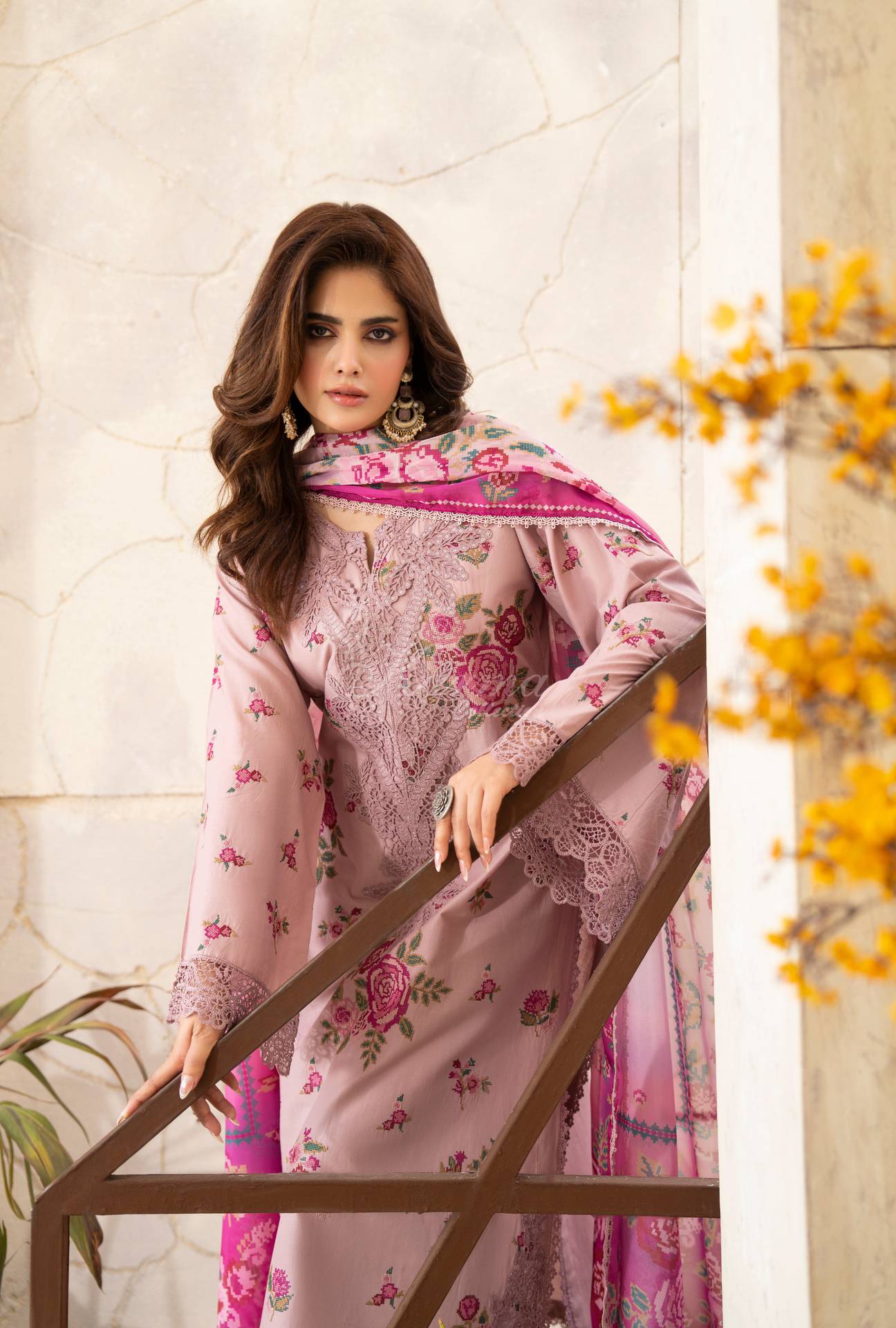 Luxury 3 Piece Cotton Suit - Rosewood