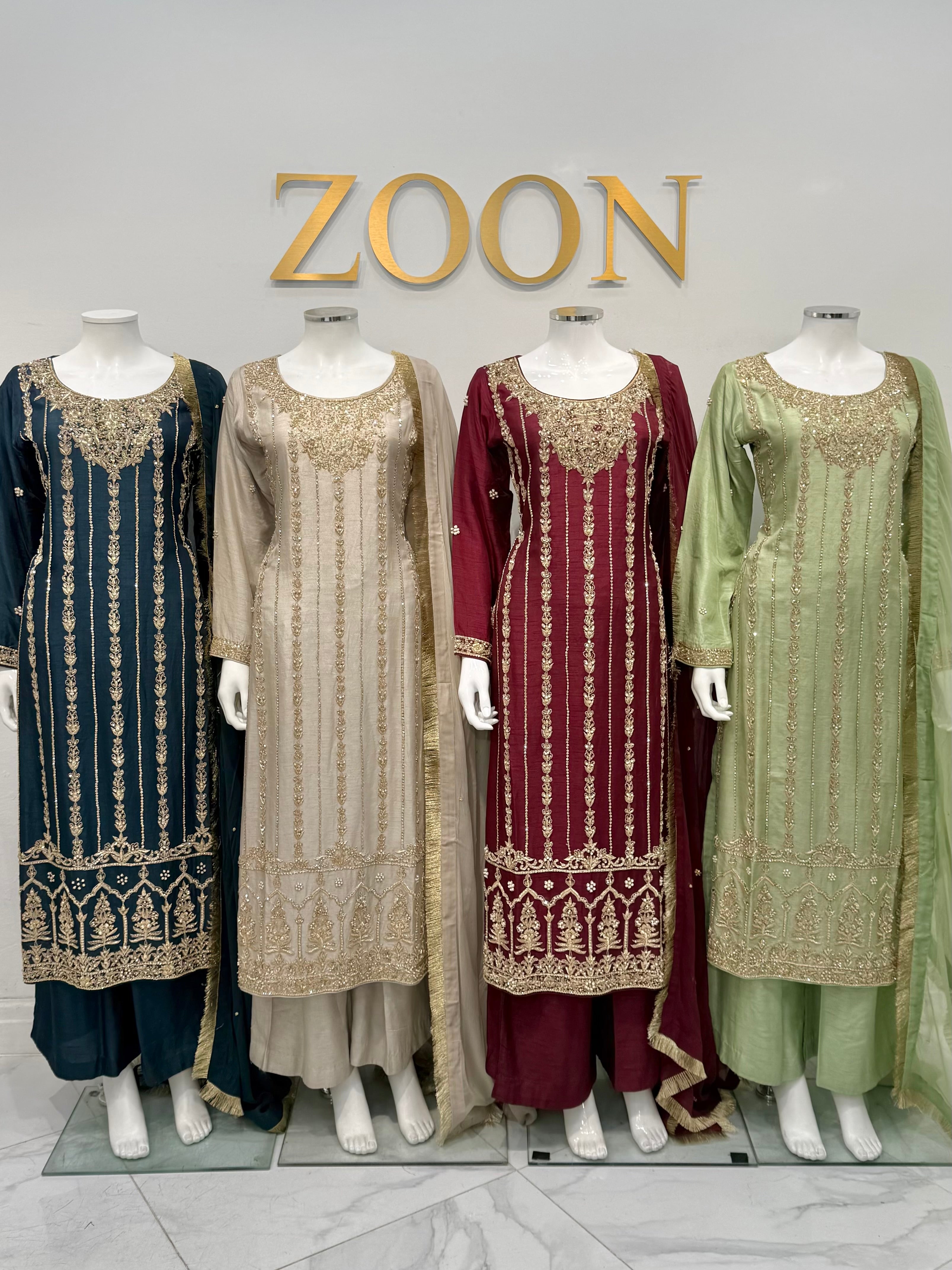 Hand Embroidered Raw Silk Suit